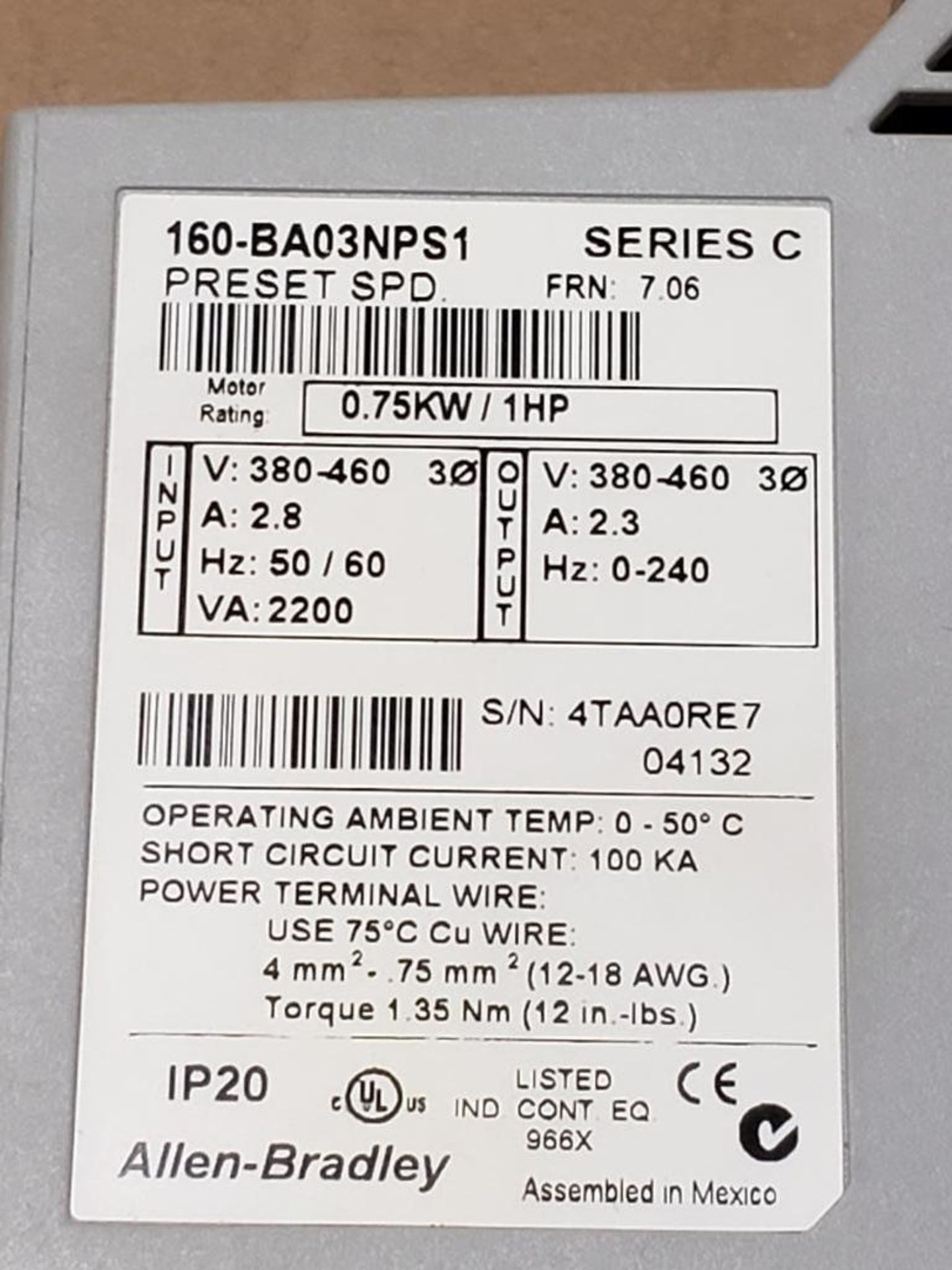 Allen Bradley 160-BA03NPS1 preset speed controller. - Image 2 of 3