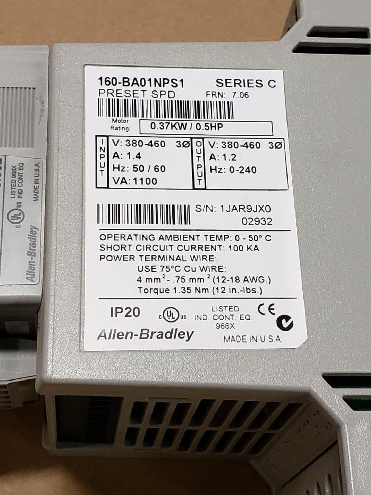 Allen Bradley 160-BA01NPS1 preset speed controller. - Image 2 of 5