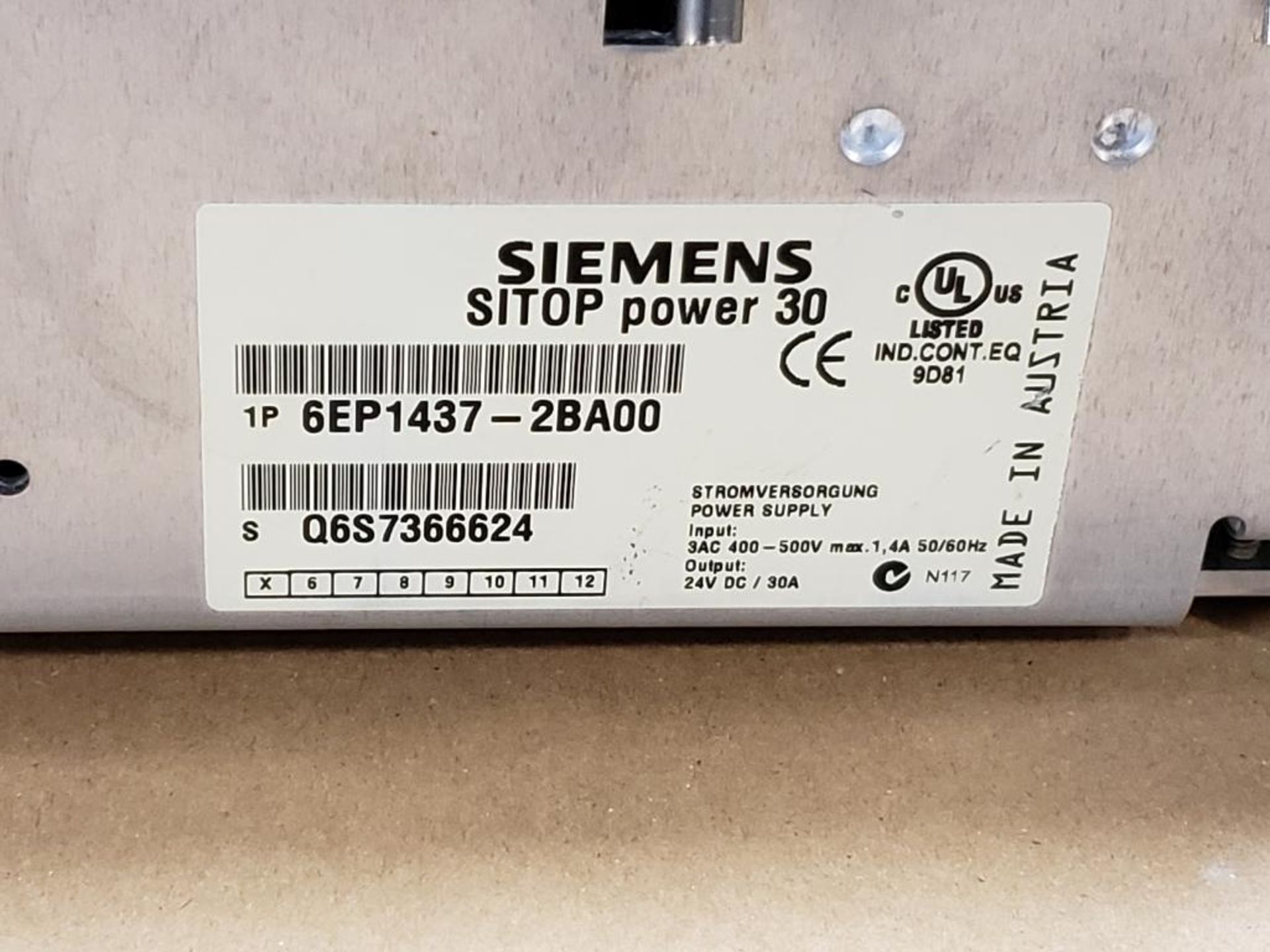 Siemens SITOP power 30 6EP1 437-2BA00 power supply. - Image 6 of 6