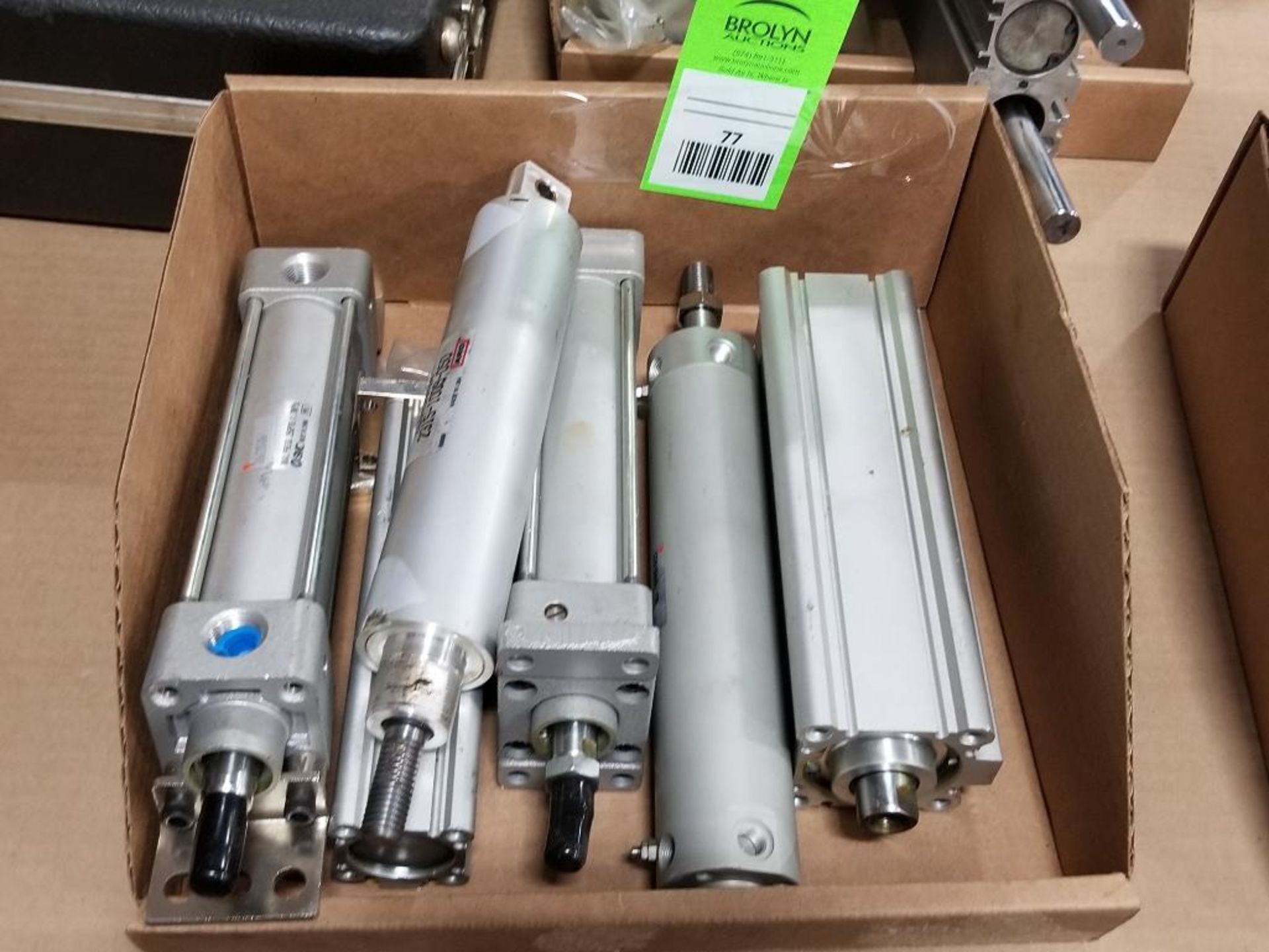 Assorted pneumatic cylinders. SMC, ARO.