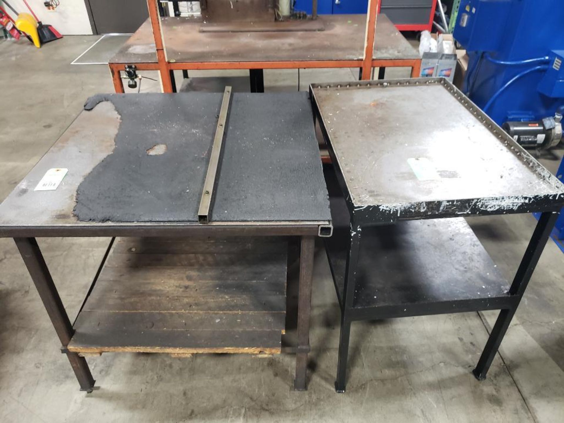 Qty 2 - Industrial work tables. 36x36x34, 37x24x35. LxWxH.