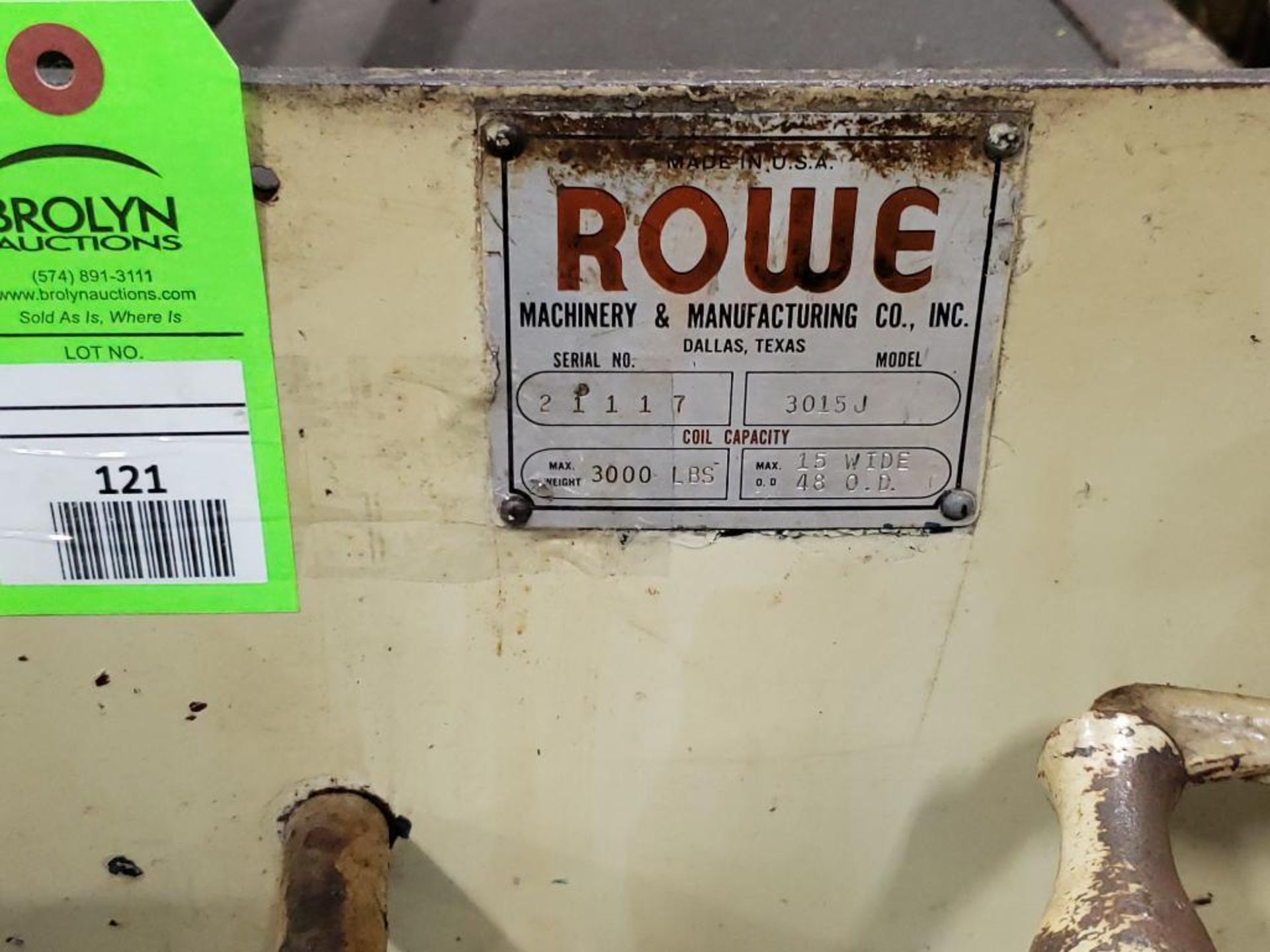 Rowe 3015J coil cradle. 3000LBS Capacity, 15" Wide, 48" O.D. - Image 15 of 15