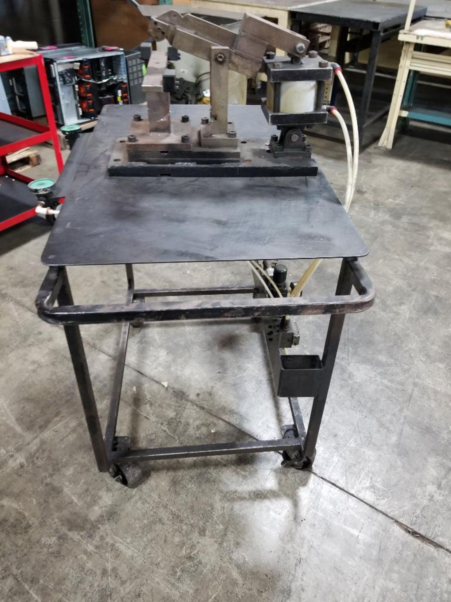 Industrial work table with pneumatic clamp fixture. 42x27x49. LxWxH. - Image 2 of 9