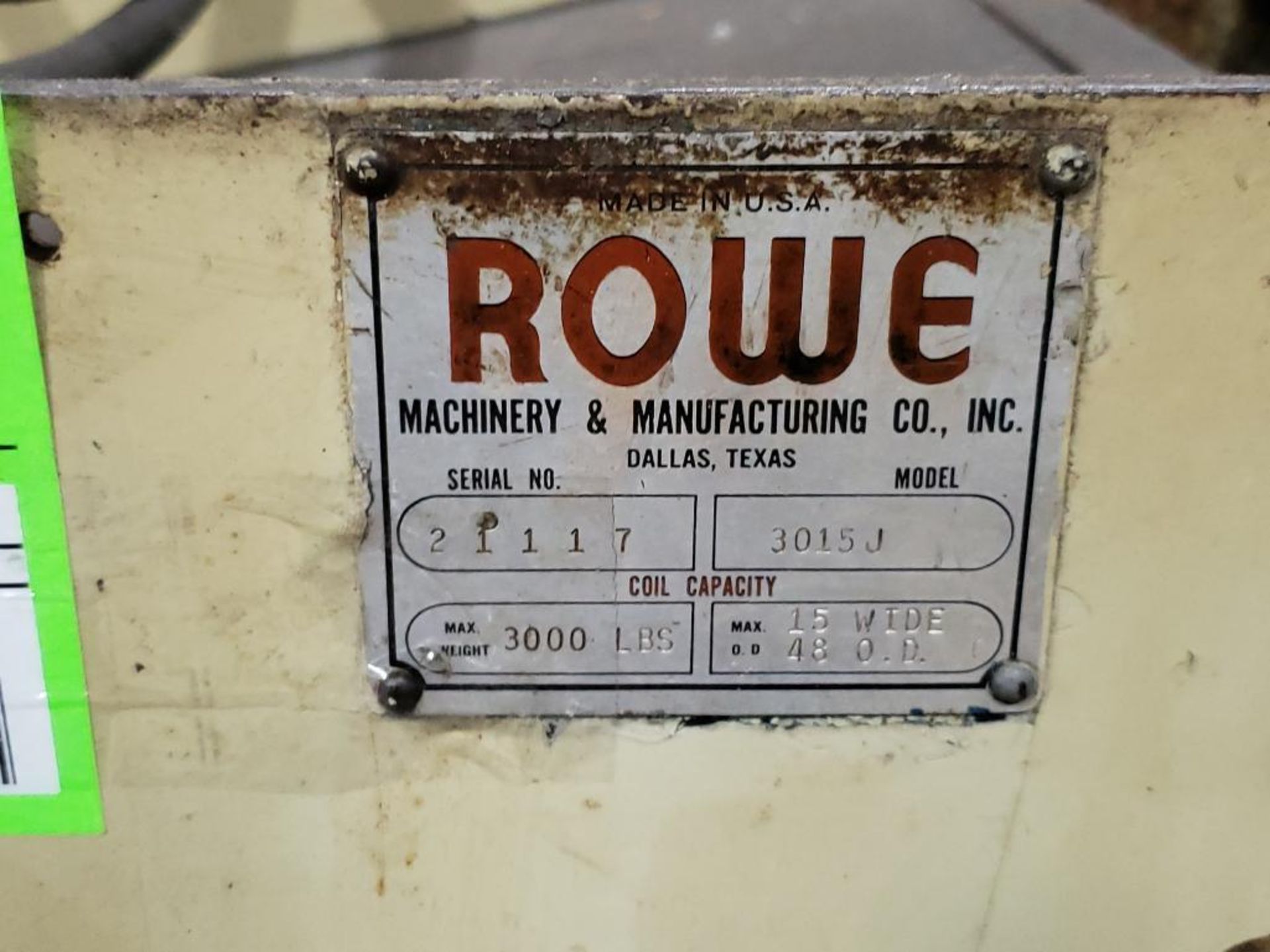 Rowe 3015J coil cradle. 3000LBS Capacity, 15" Wide, 48" O.D. - Image 2 of 15