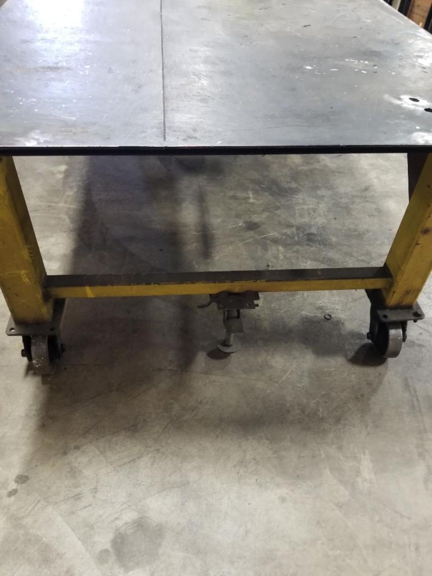 Industrial welding work table with steel tabletop and clamp fixture. 126x48x43. LxWxH. - Image 8 of 10