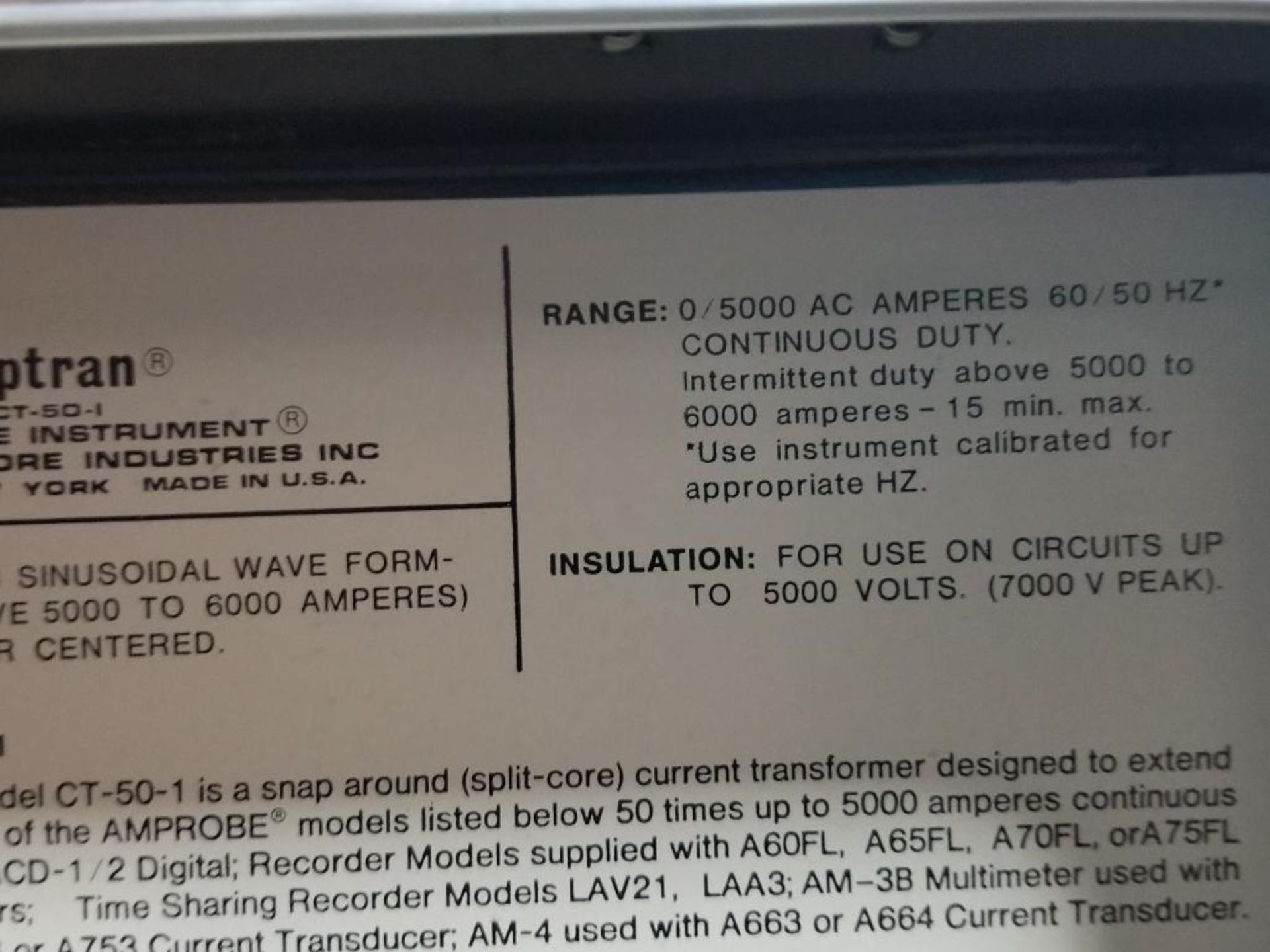 Amprobe Instruments Amptran CT-50-1 sensor. - Image 10 of 11