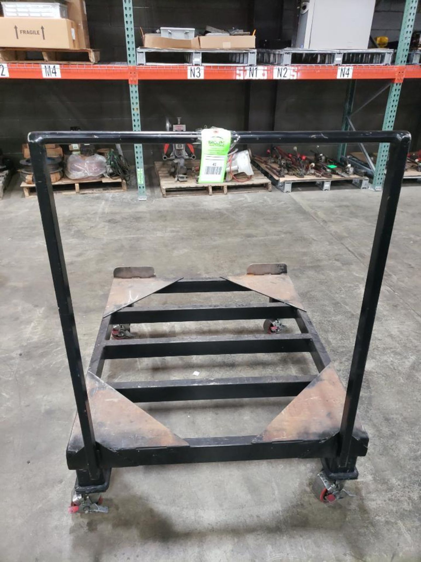 Industrial work cart. 38x47x51. Overall LxWxH. Base is 13" off of floor.