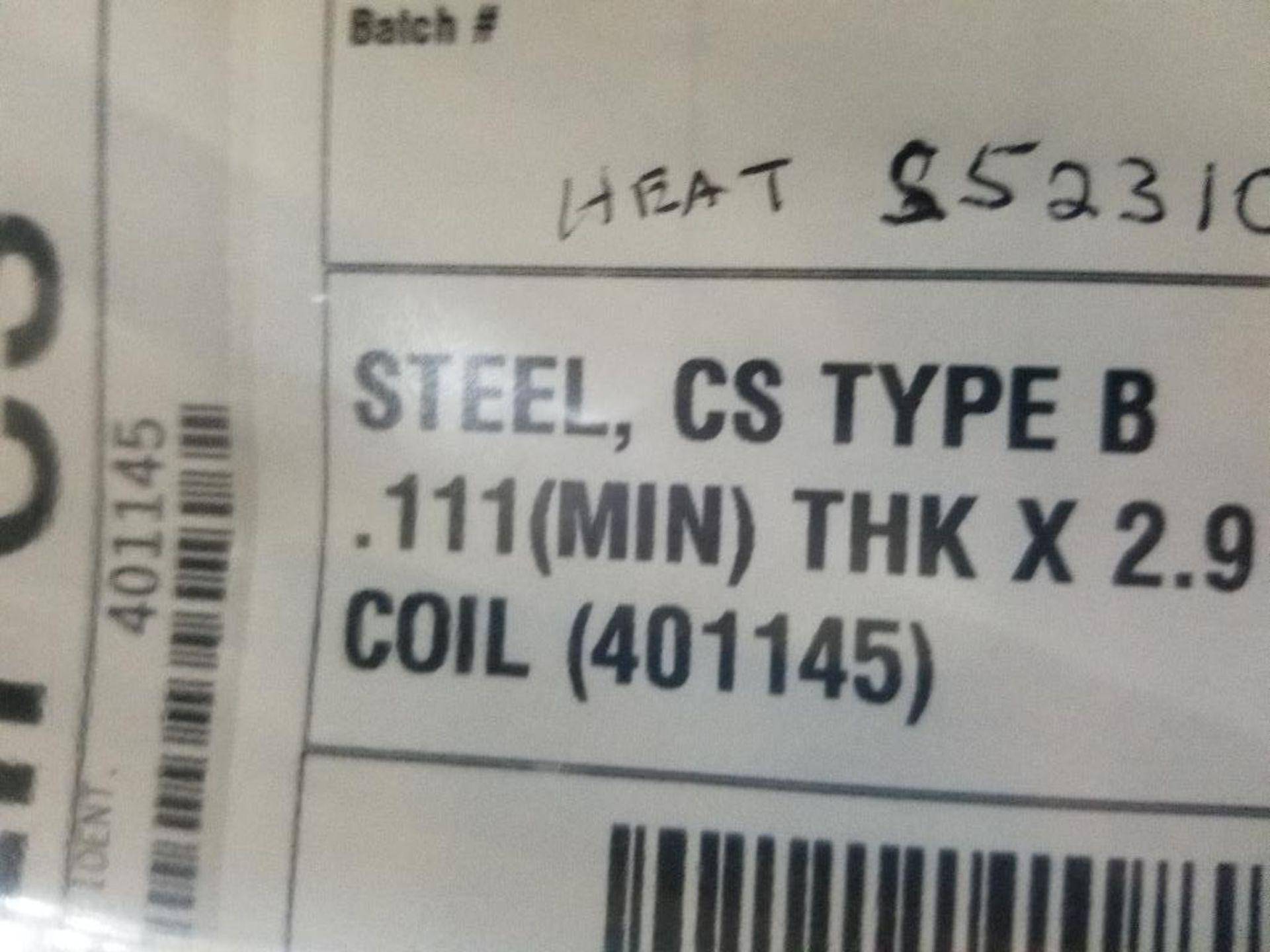 Target Steel, INC. 401145. 0.1110" x 2.9000" CS-Type B steel coil. Approx. 1290 LBS. - Image 2 of 2