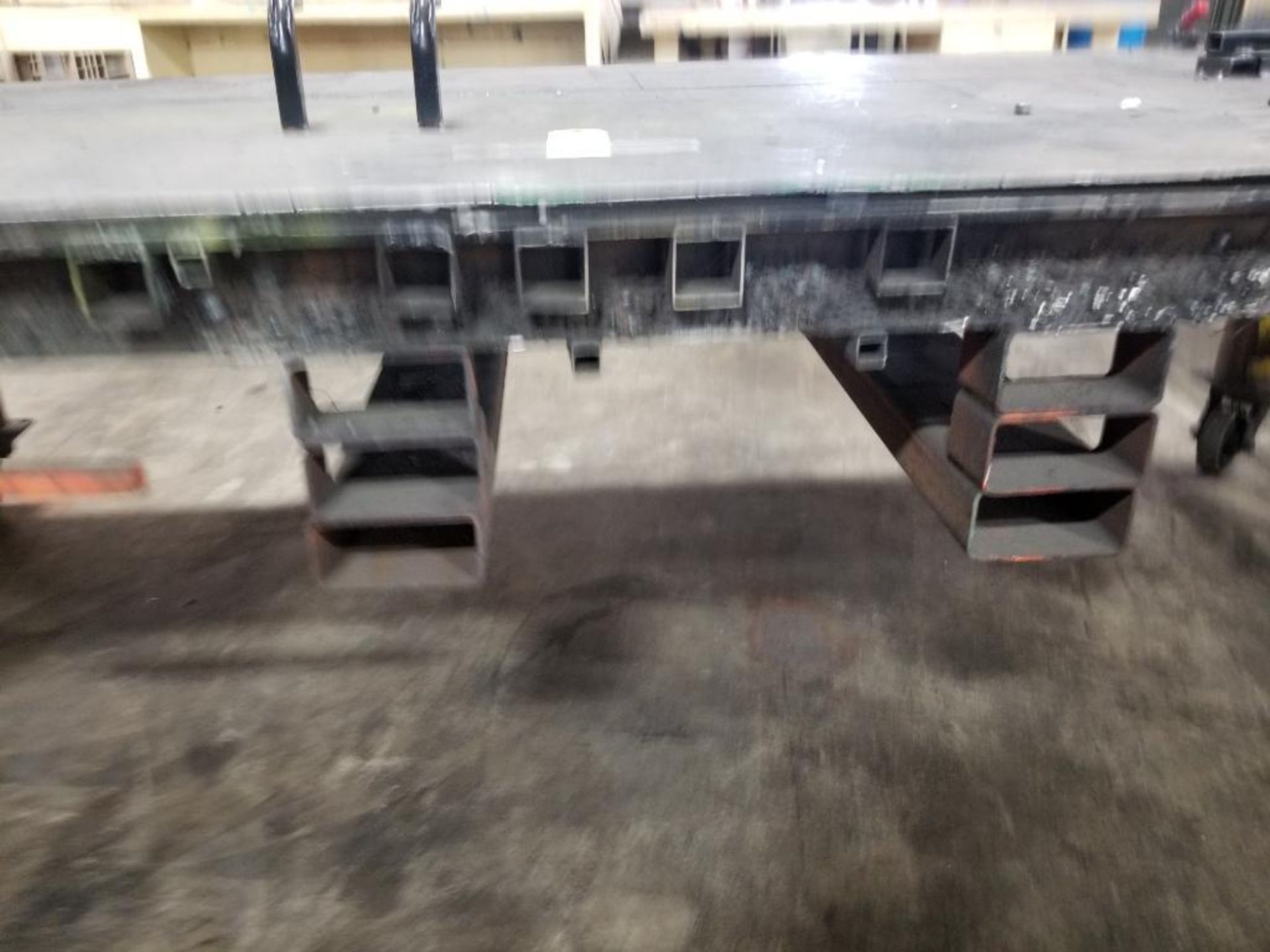 Industrial welding work table with steel tabletop and clamp fixture. 126x48x43. LxWxH. - Image 3 of 10