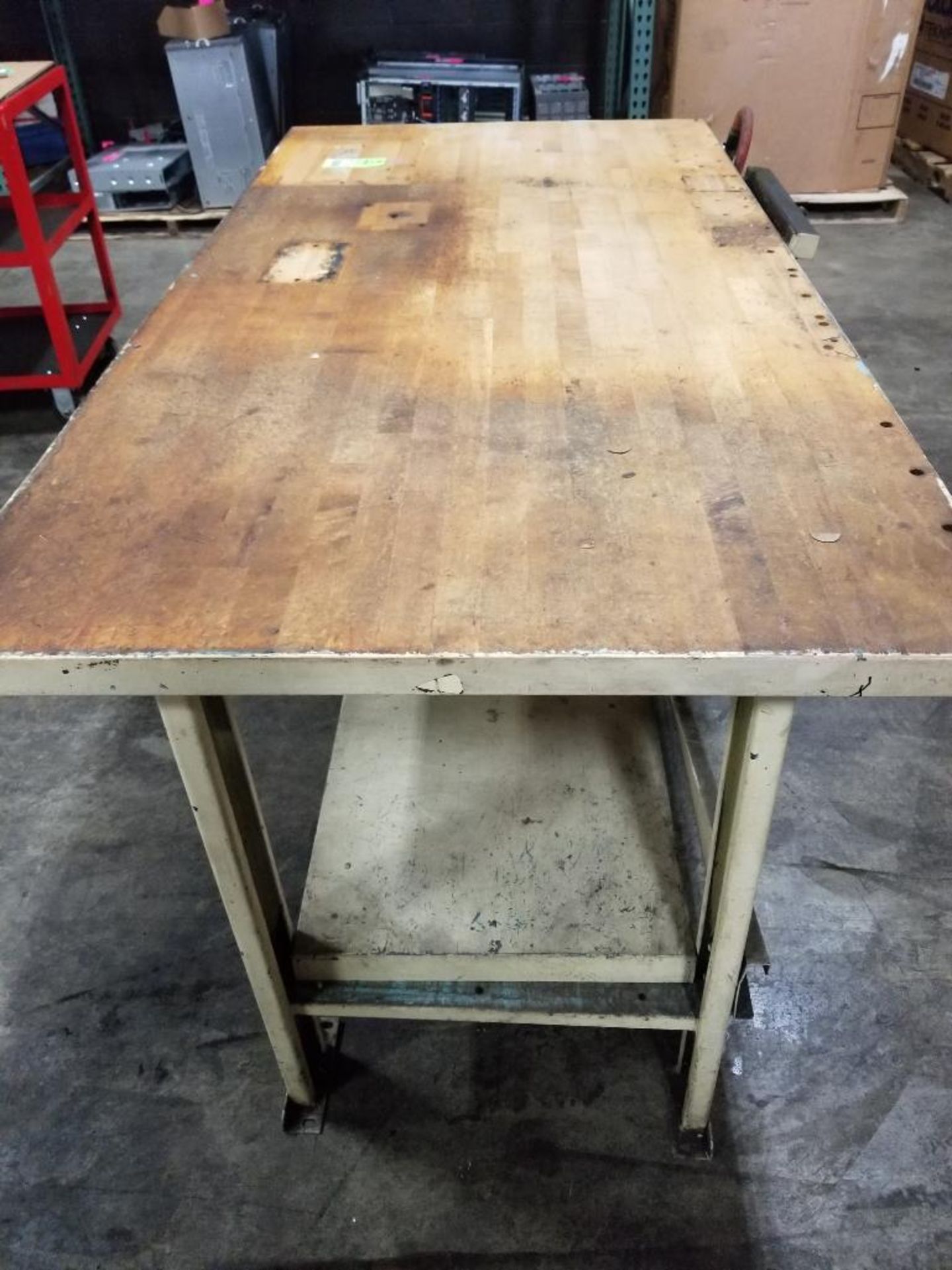 Industrial work table with maple wood tabletop. 72x41x34. LxWxH. - Image 7 of 8