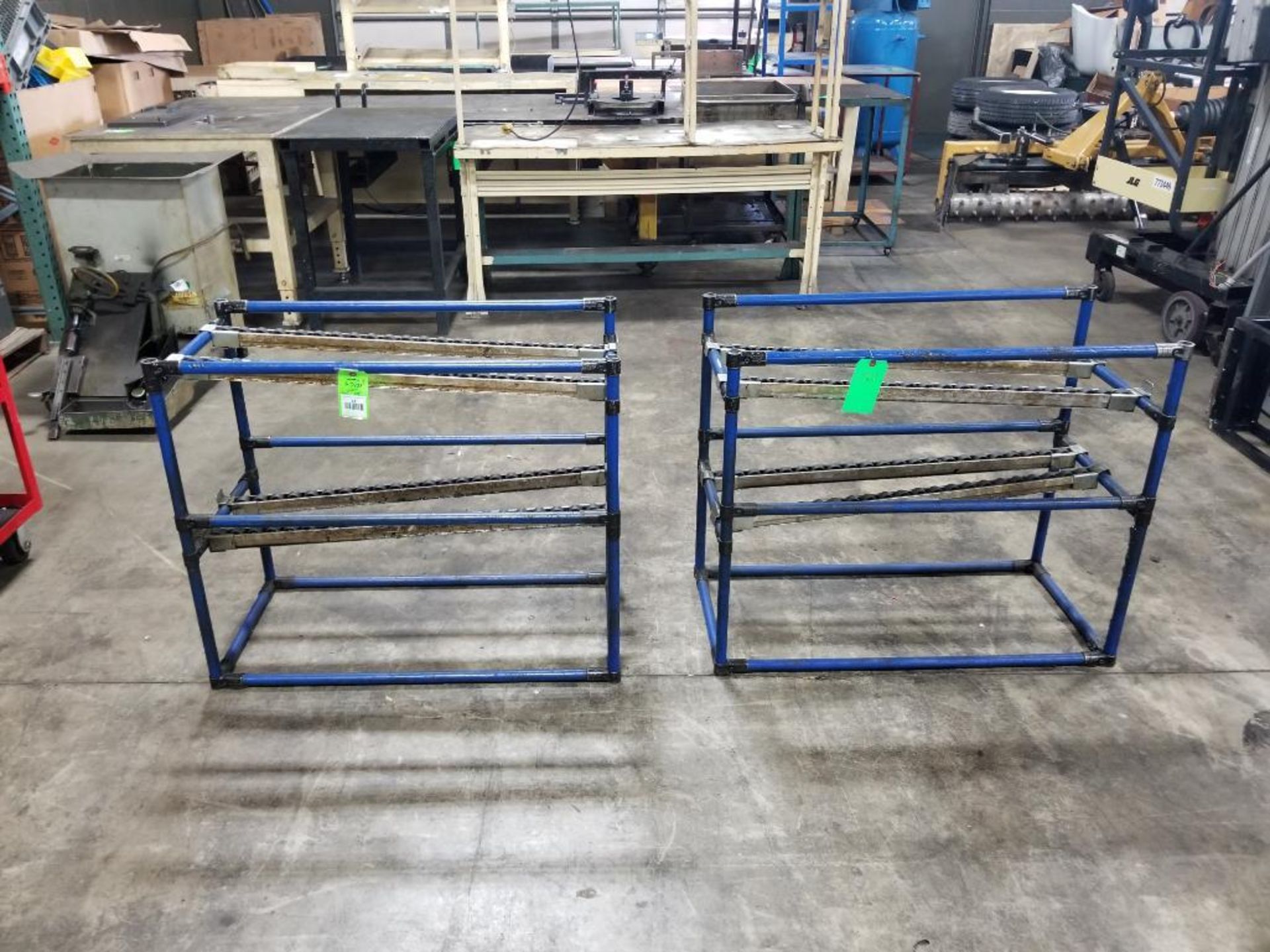 Qty 2 - Two-level roller racks. 39x19x33 each. LxWxH.