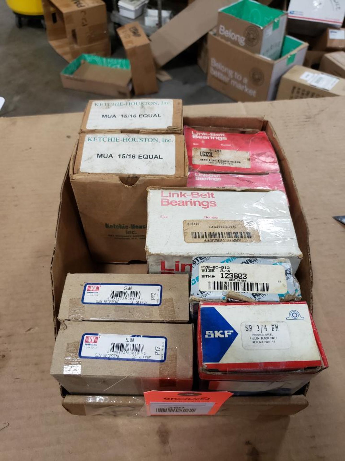 Assorted Bearings, sleeve. Link-Belt, TB Woods. SKF.