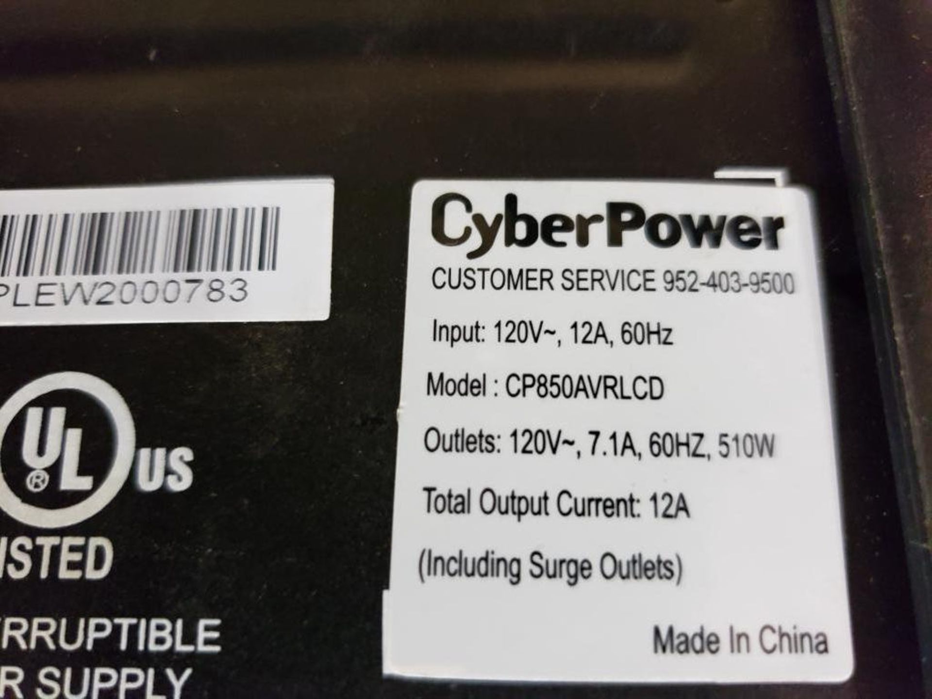 CyberPower CP850AVRLCD intelligent LCD power supply. - Image 6 of 6