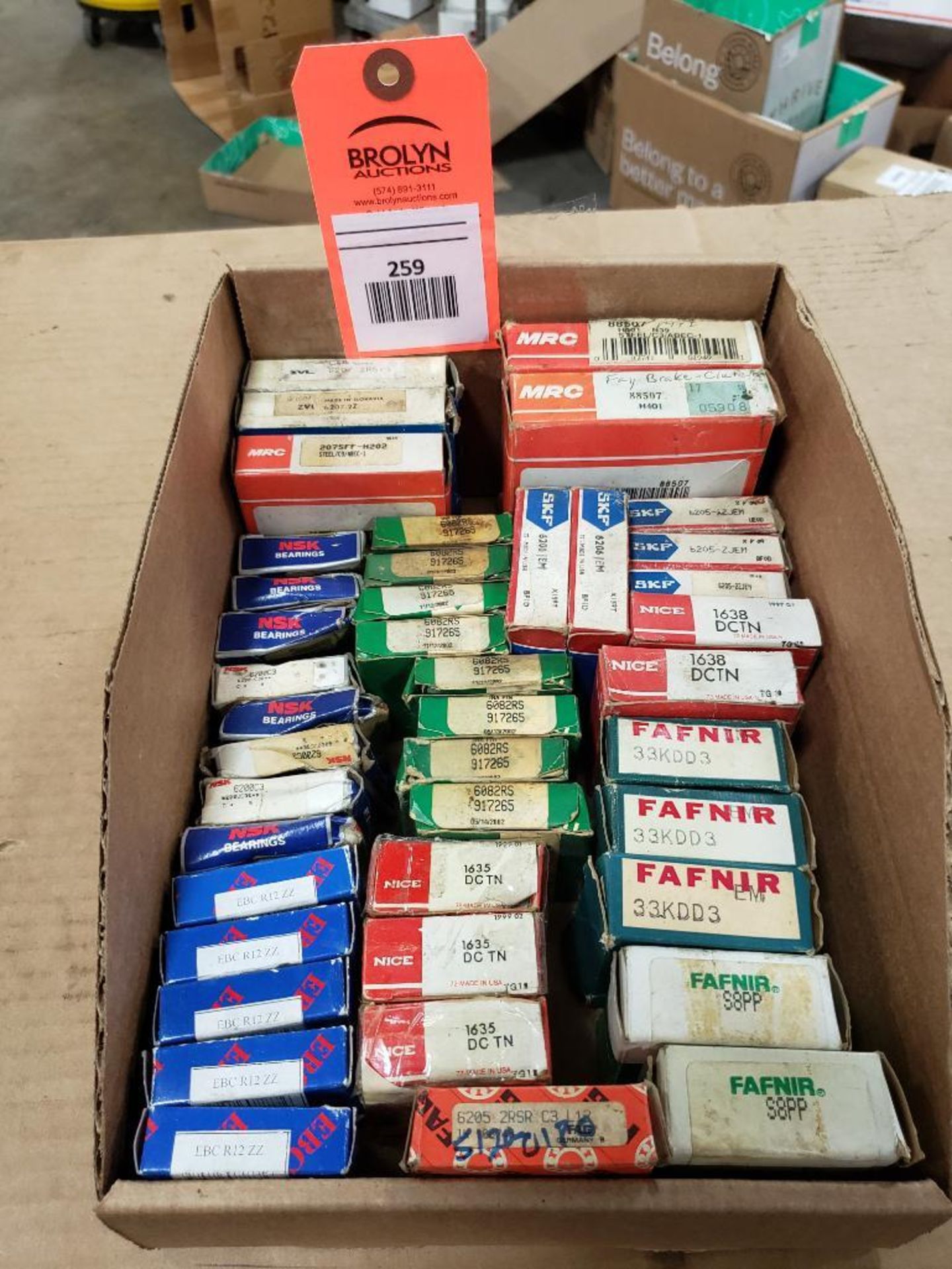 Assorted bearings. NSK, Fafnir, SKF, MRC.