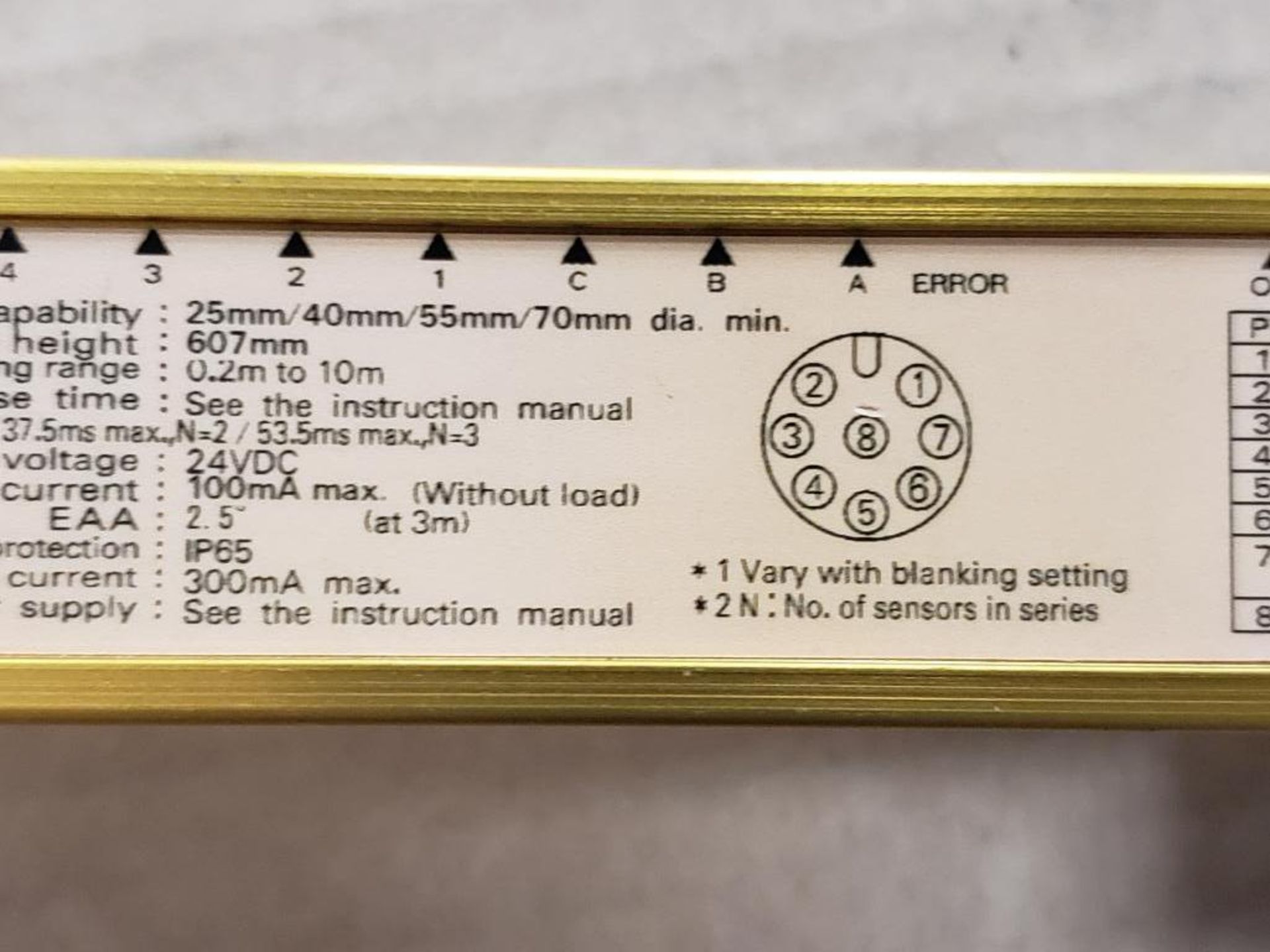 Omron light curtain transmitter / receiver set. F3SN-A0607P25-D. - Image 6 of 9