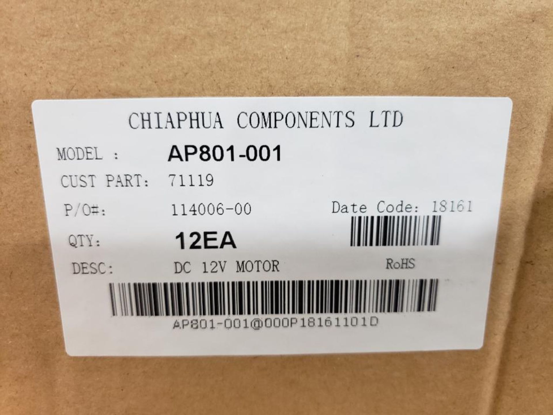 Qty 24 - Chiaphua Components LTD AP801-001. 71119 12VDC Motor. - Image 2 of 2