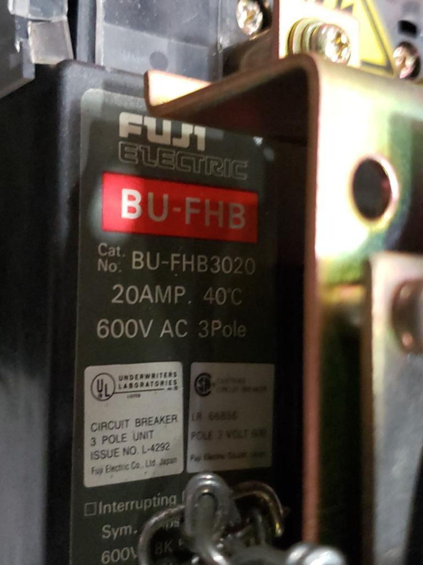 Fuji BU-FHB3020 Circuit Breaker safety switch. - Image 2 of 3