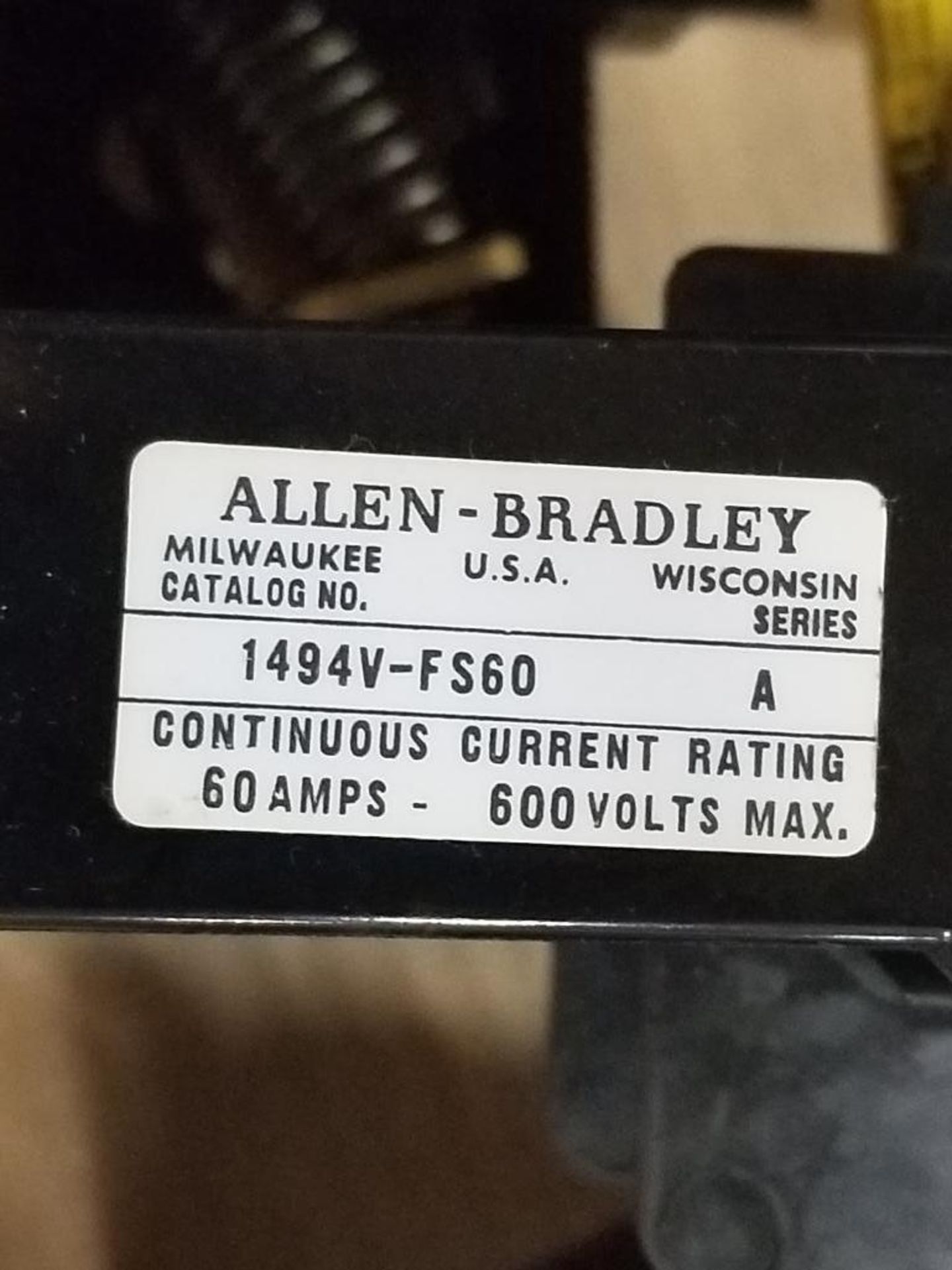 Allen Bradley 1494V-DS60 Disconnect switch. - Image 4 of 4