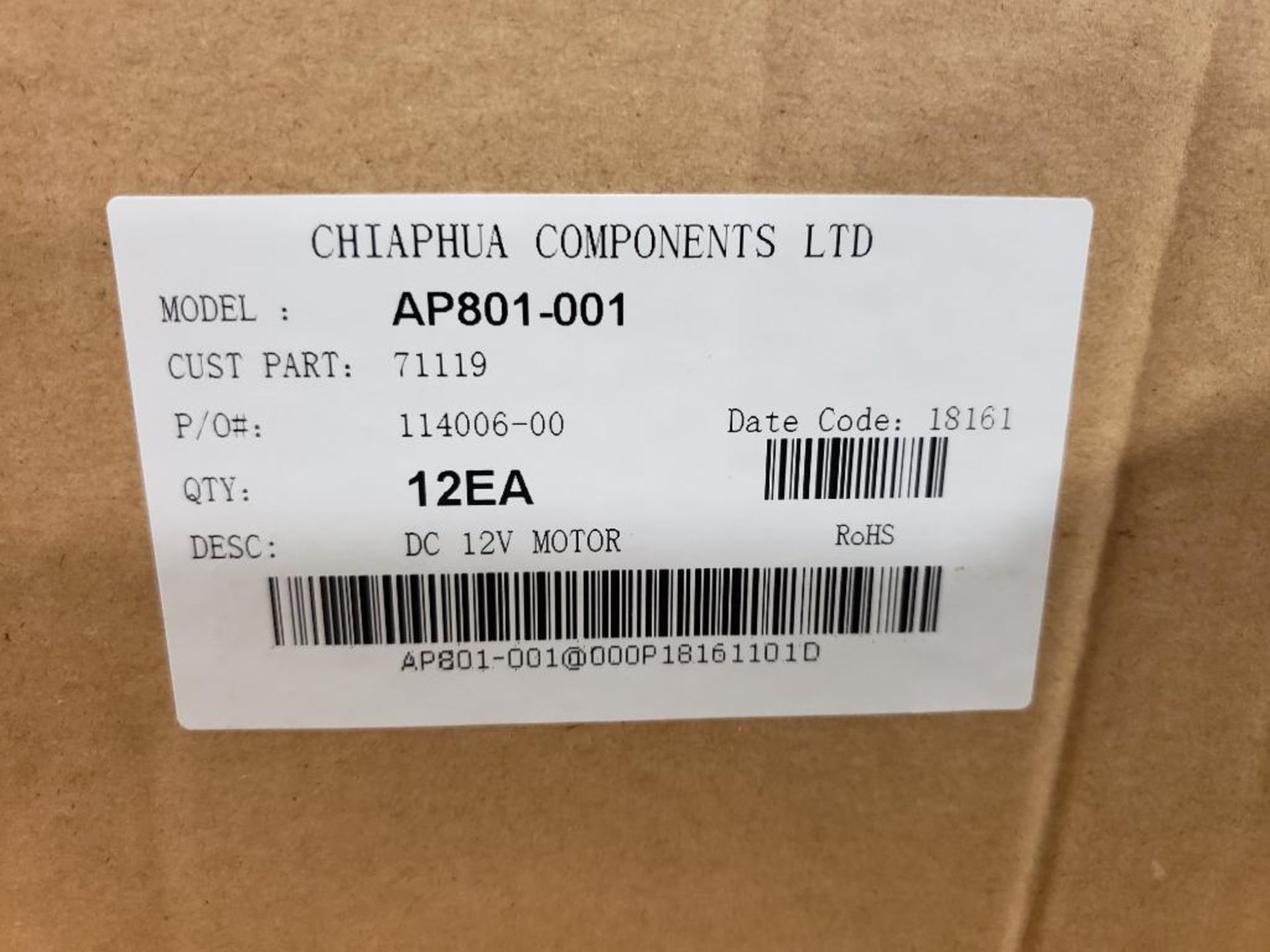 Qty 24 - Chiaphua Components LTD AP801-001. 71119 12VDC Motor. - Image 2 of 2