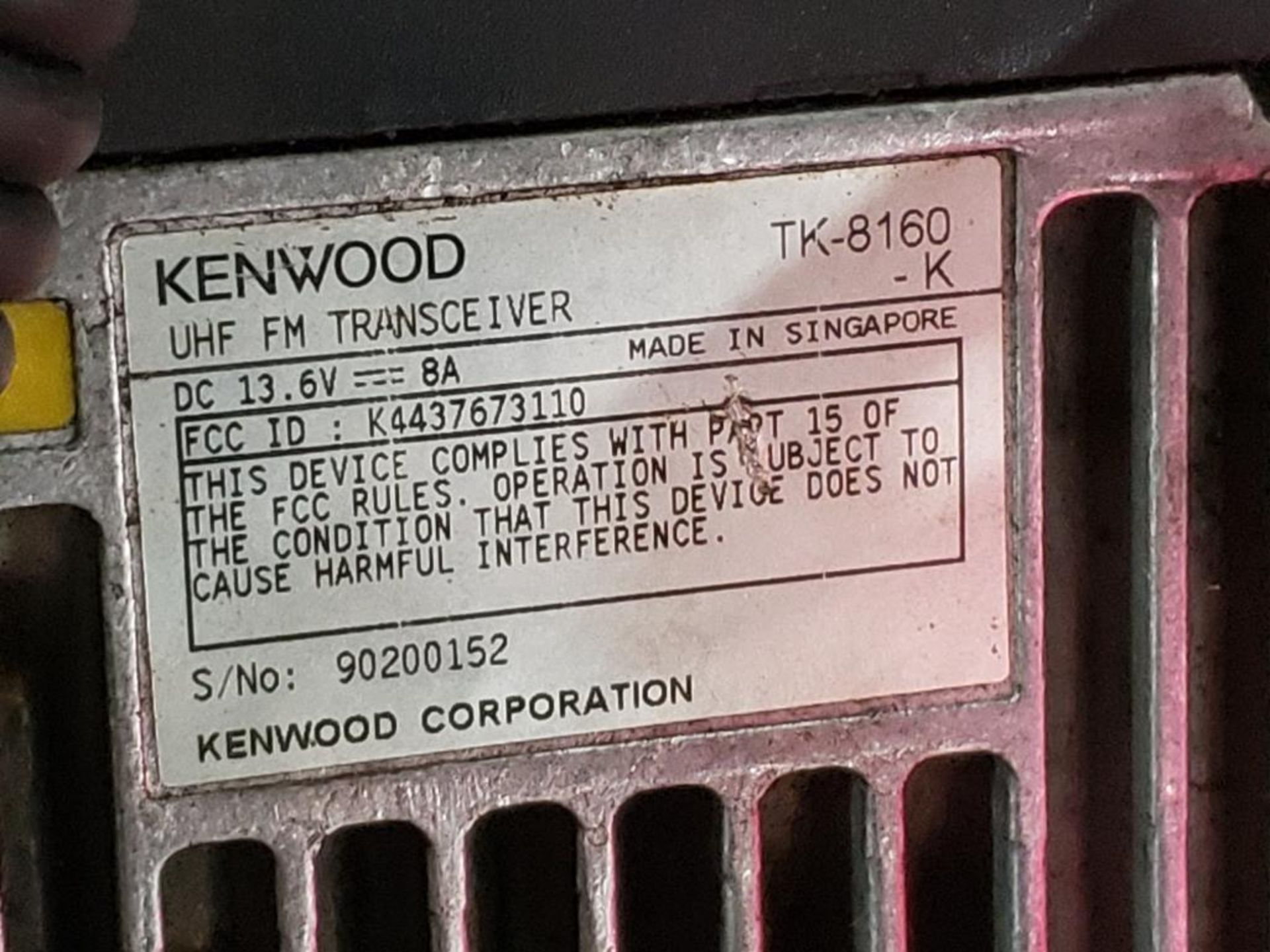 Kenwood TK-8160 UHF FM Transceiver. - Image 3 of 3