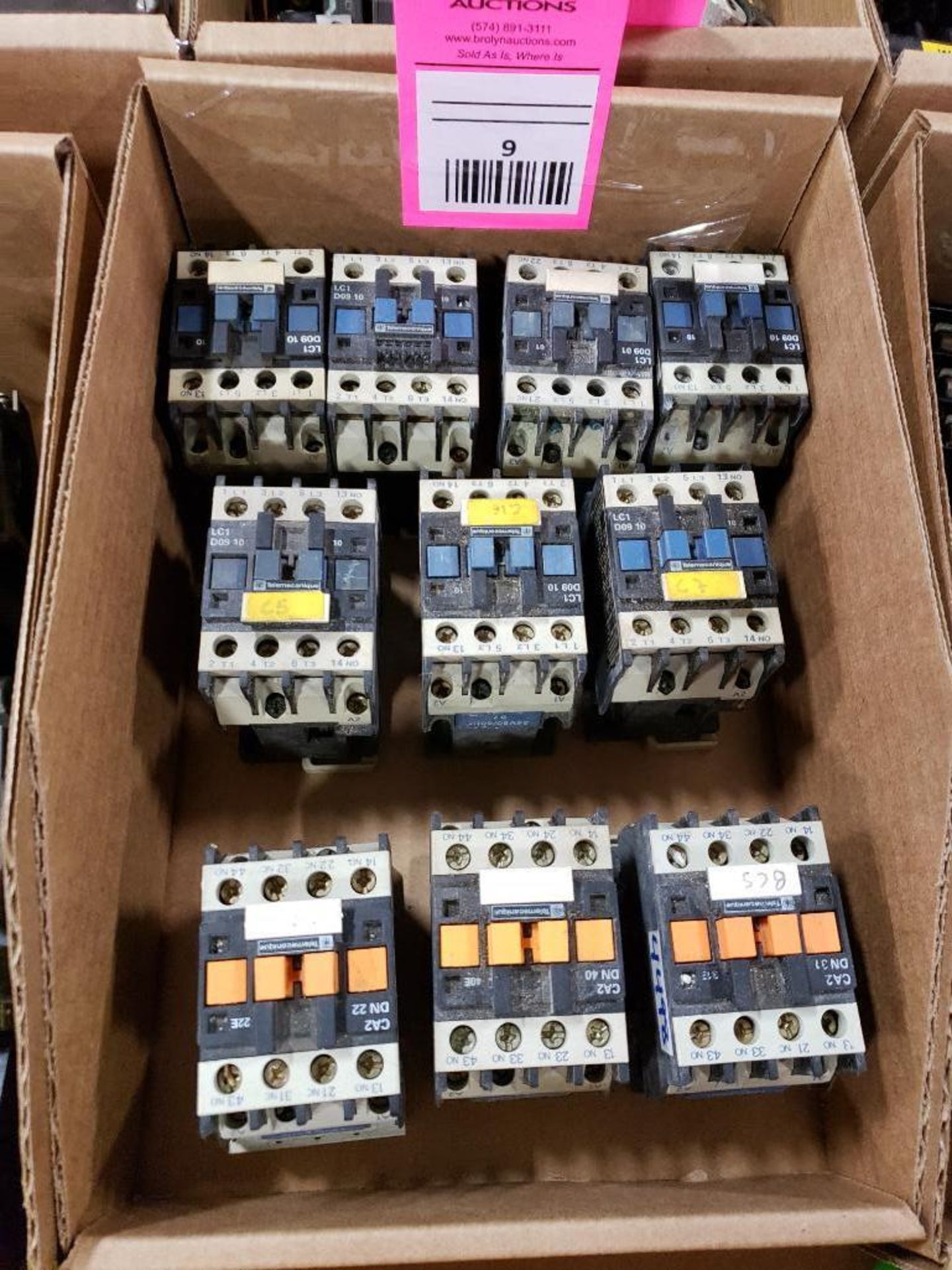Assorted electrical contactors. Telemecanique.