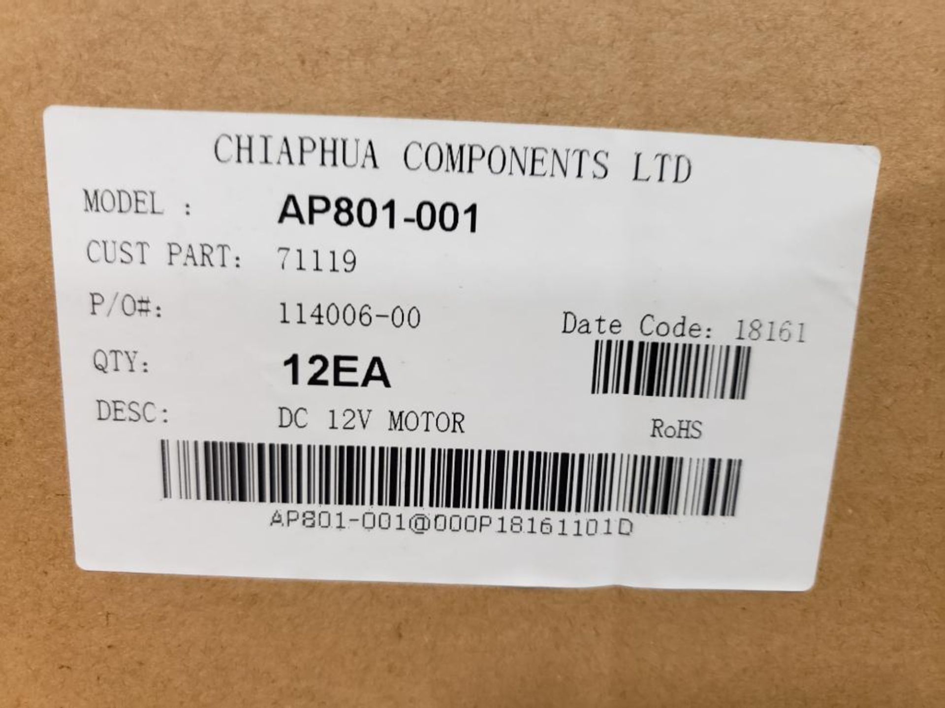 Qty 24 - Chiaphua Components LTD AP801-001. 71119 12VDC Motor. - Image 2 of 2