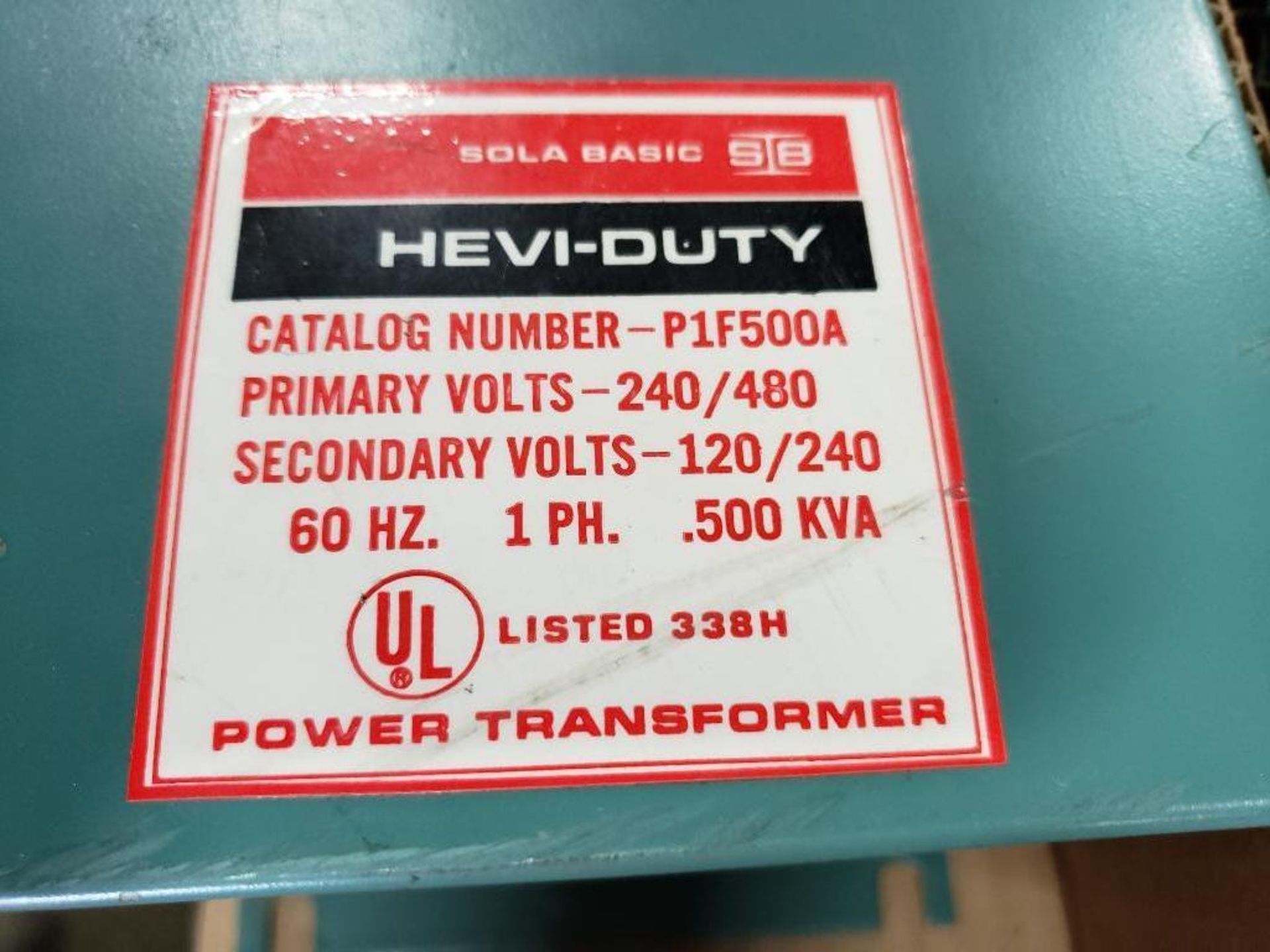 Sola Basic Hevi-Duty power transformer. P1F500A. - Image 3 of 3
