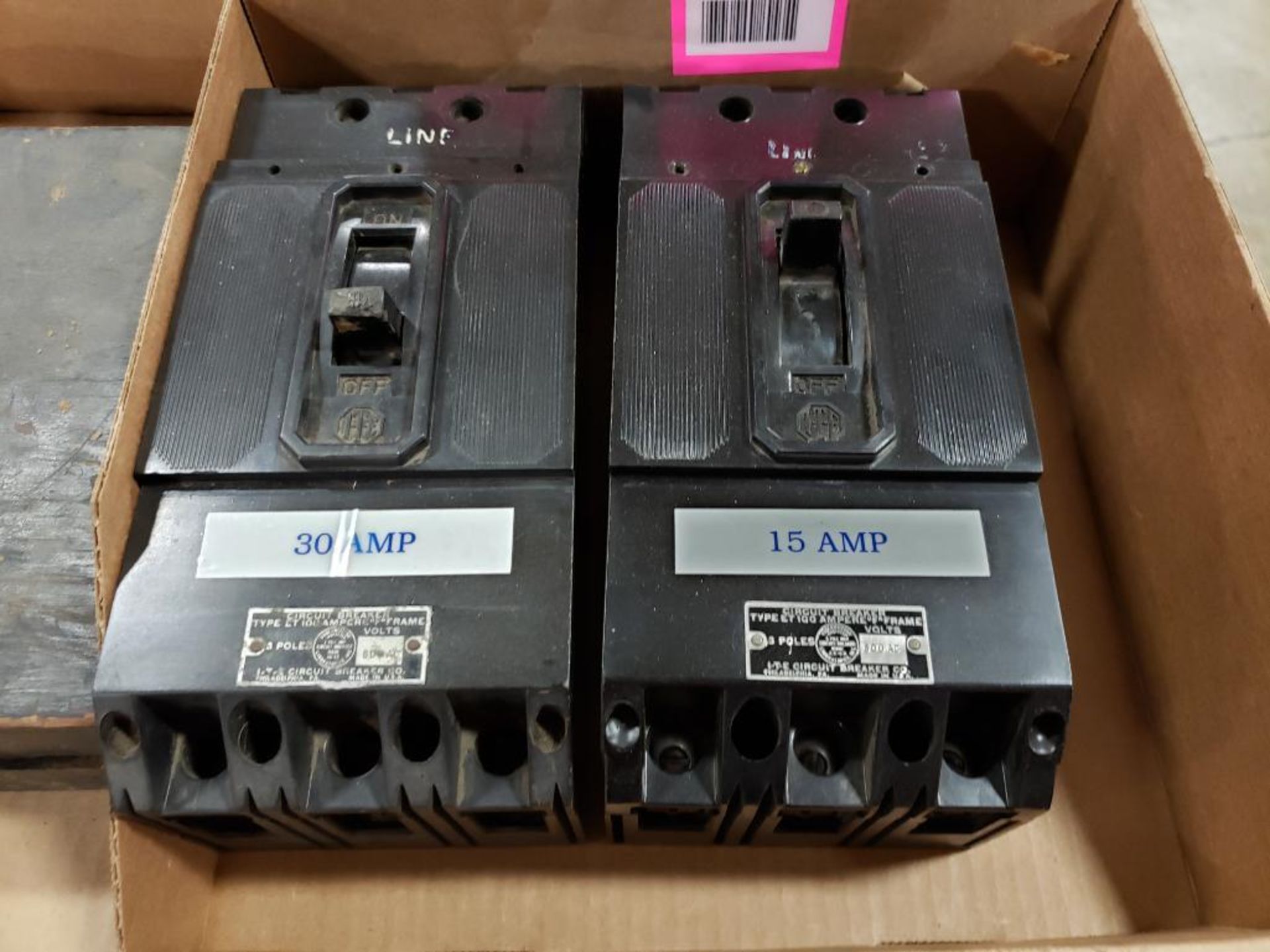 Qty 2 - Assorted ITE molded case breaker. 30 and 15 amps.