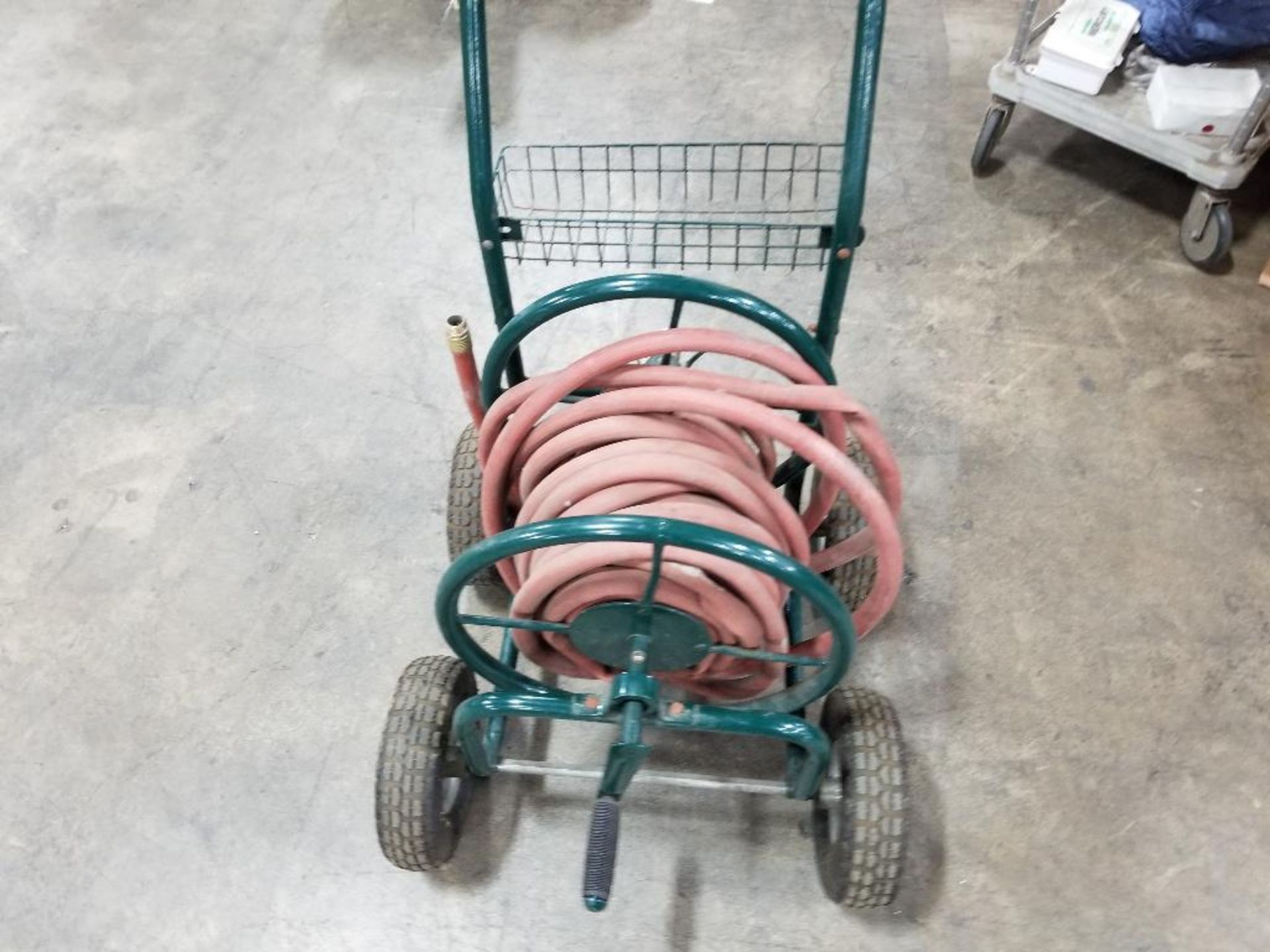 Hose reel cart.