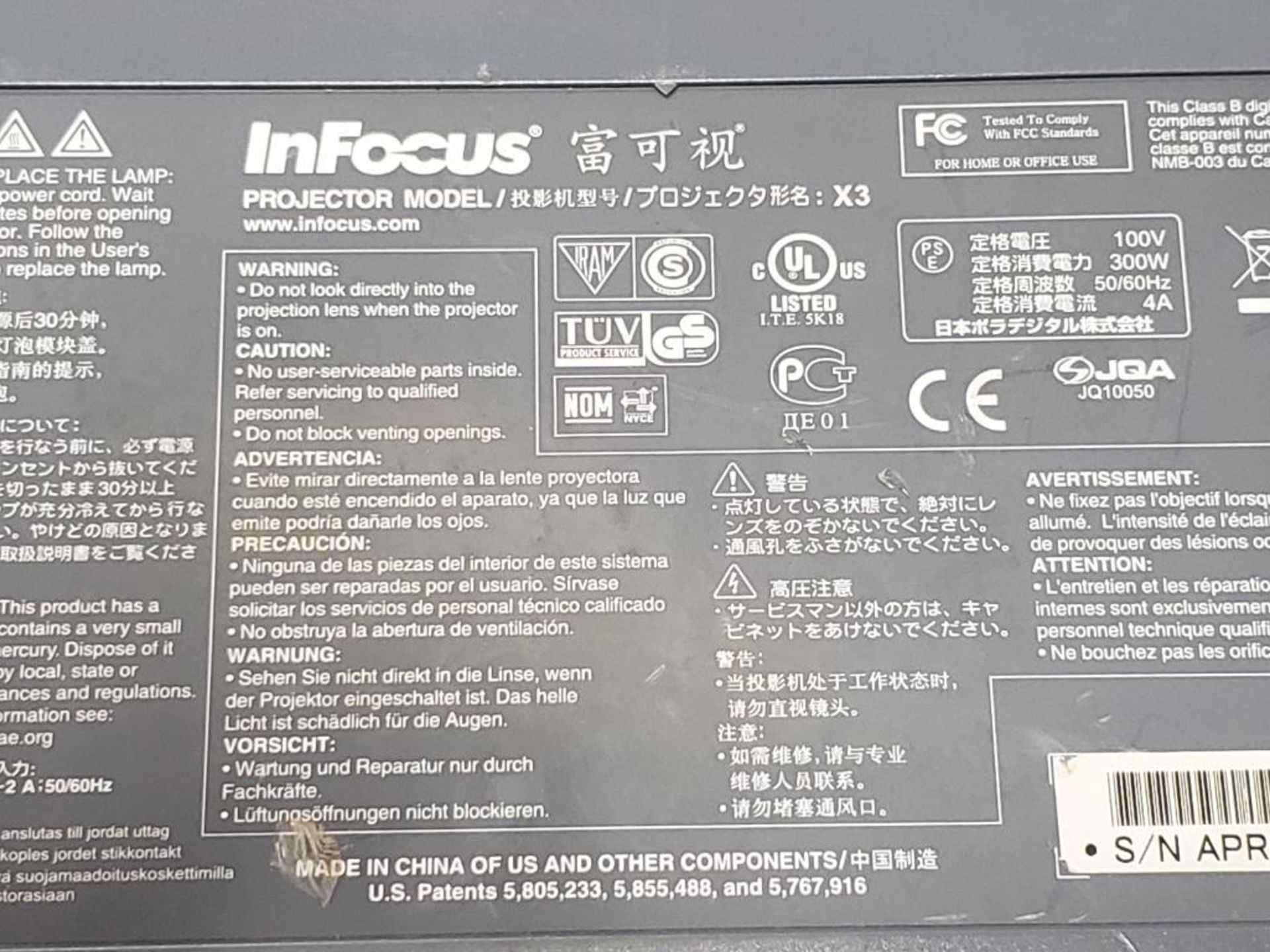 InFocus X3 Projector 100V. - Image 7 of 8