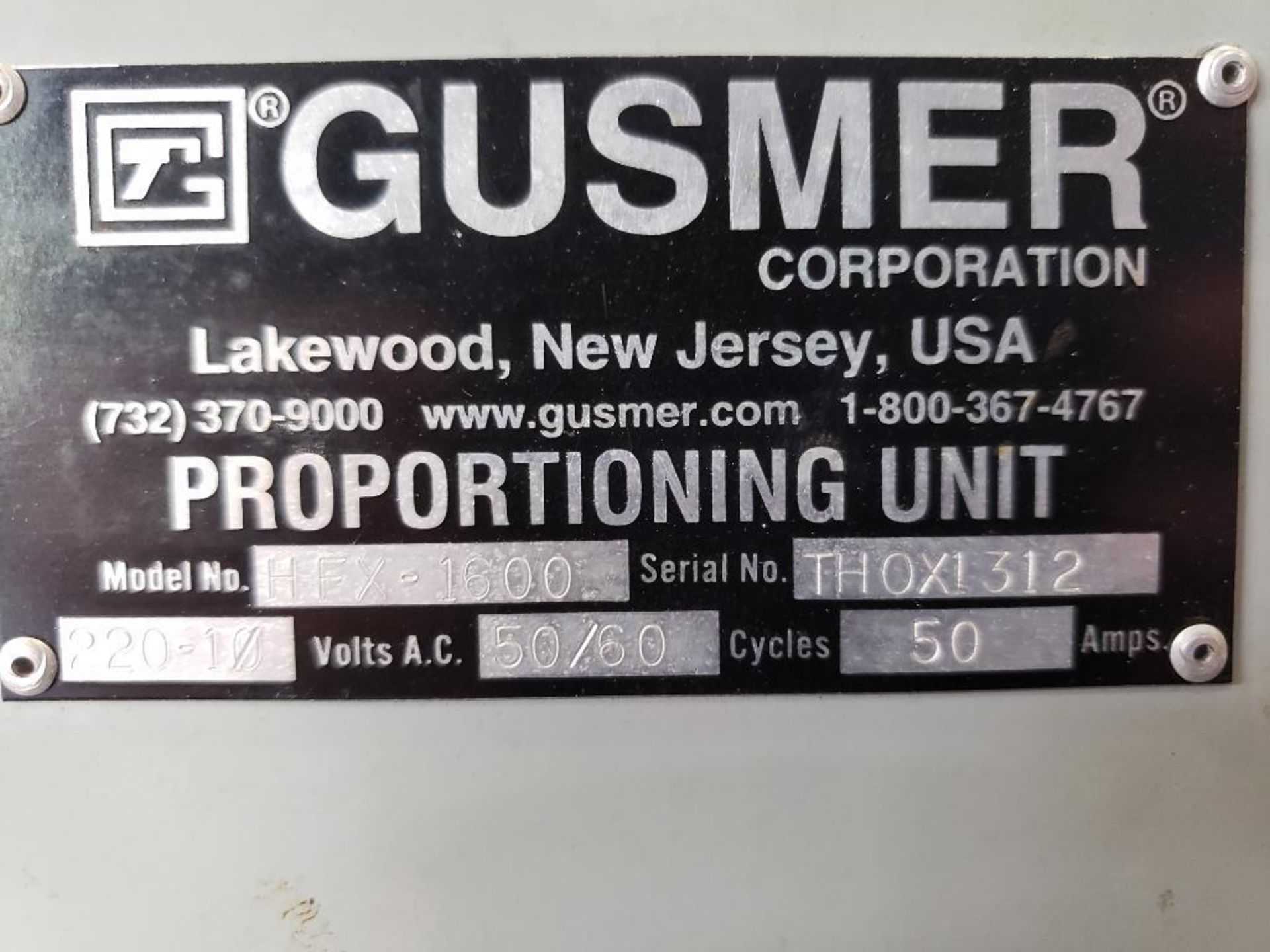 Gusmer HFX-1600 Proportioning Unit. 220-10VAC, 50AMPS. - Image 6 of 7