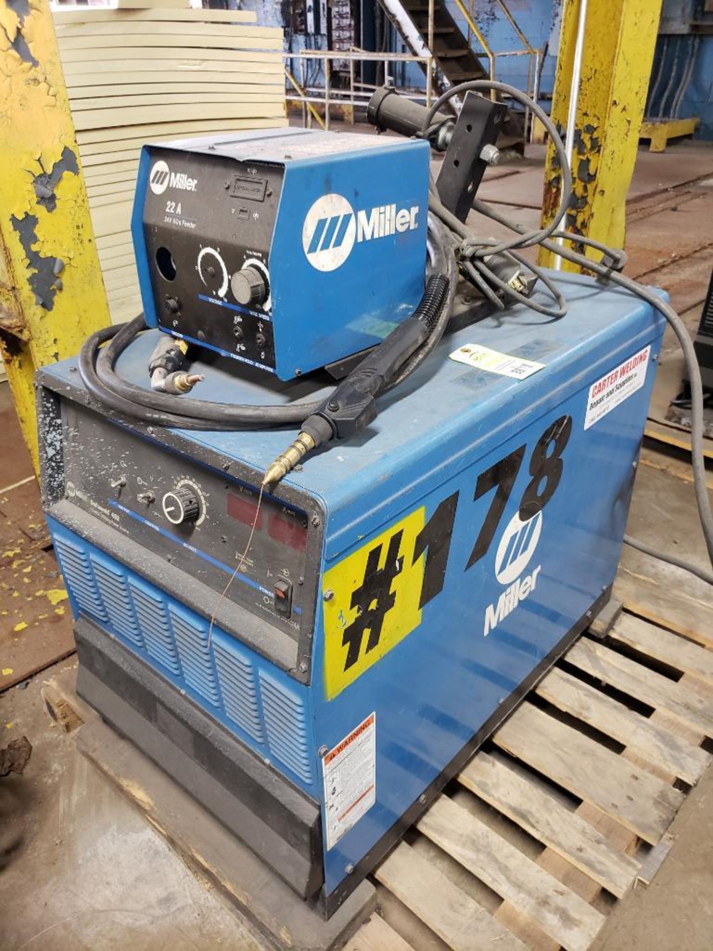 Miller Deltaweld 452 CV-DC Welding power source with 22A 24V wire feeder.