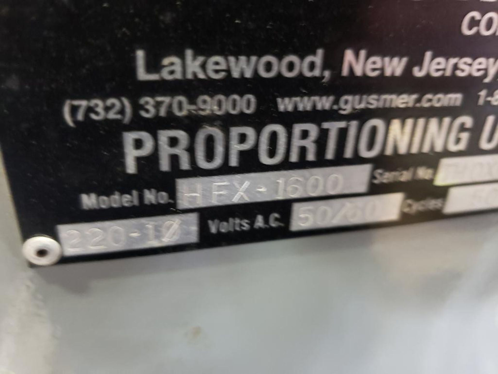 Gusmer HFX-1600 Proportioning Unit. 220-10VAC, 50AMPS. - Image 7 of 7