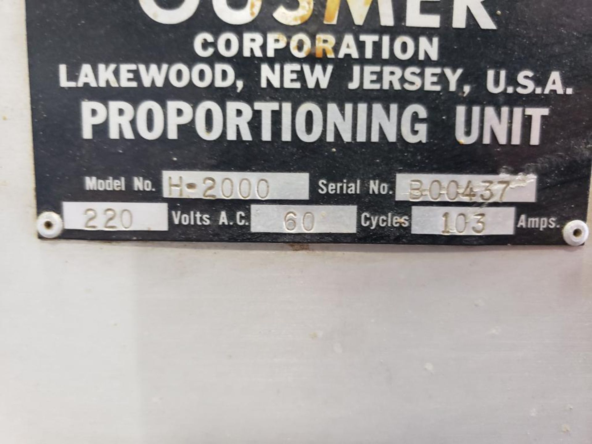 Gusmer H-2000 Proportioning Unit. 220VAC, 103AMPS. - Image 5 of 7