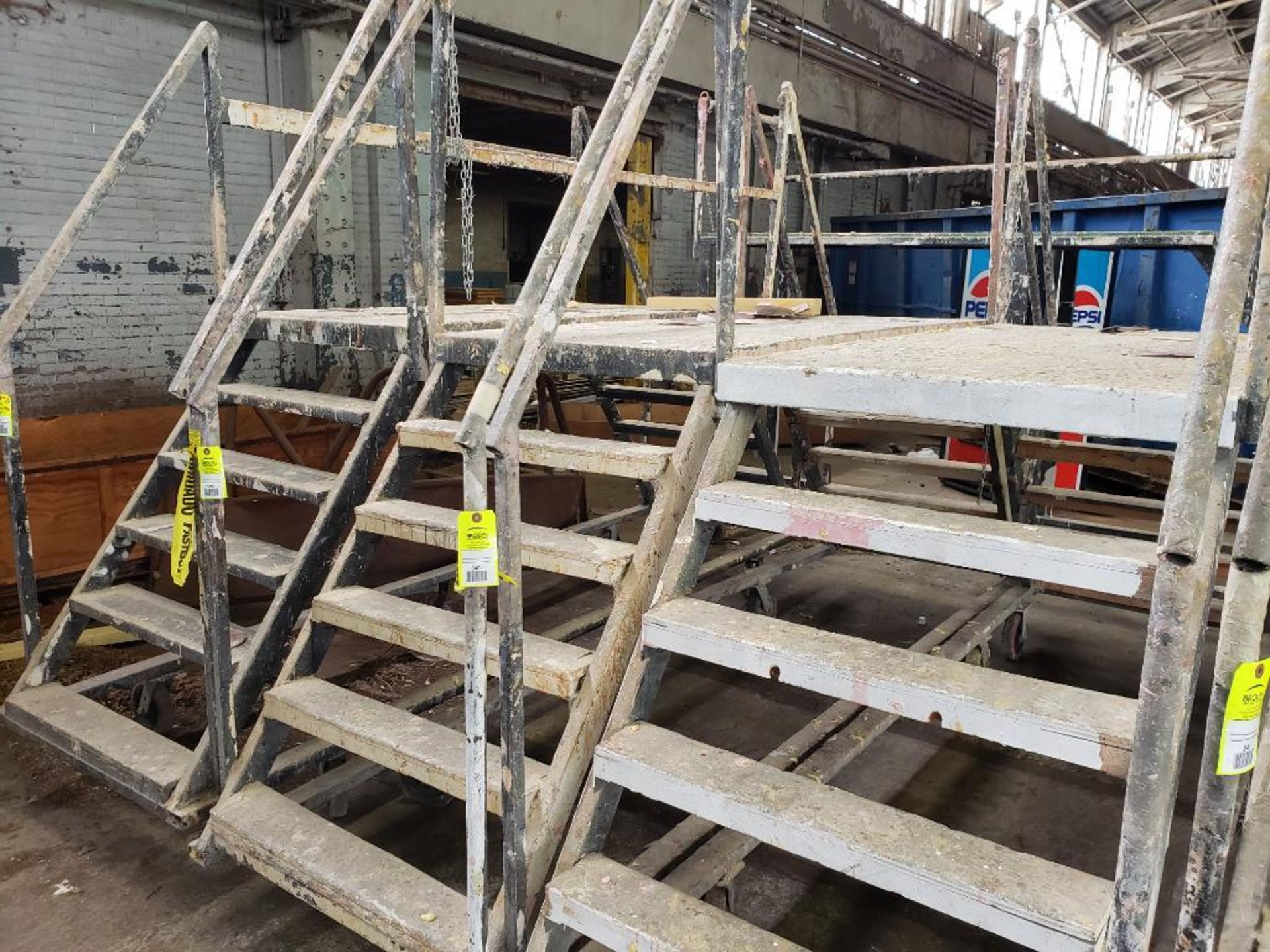 Wheeled scaffolding ladder. 18FT Long x 36" Wide x 54" Tall (to deck), 94" (overall). - Image 2 of 4