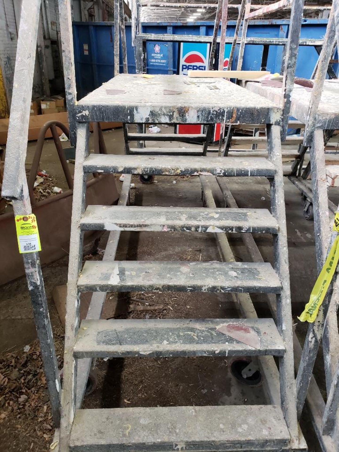 Wheeled scaffolding ladder. 18FT Long x 36" Wide x 54" Tall (to deck), 94" (overall). - Image 2 of 2