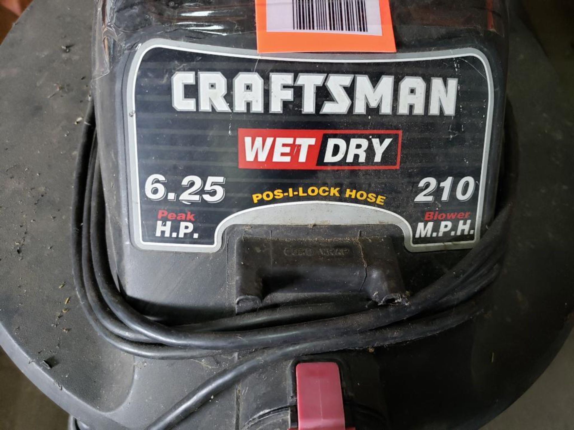 Craftsman wet dry shop vacuum. 6.25hp. - Image 3 of 3