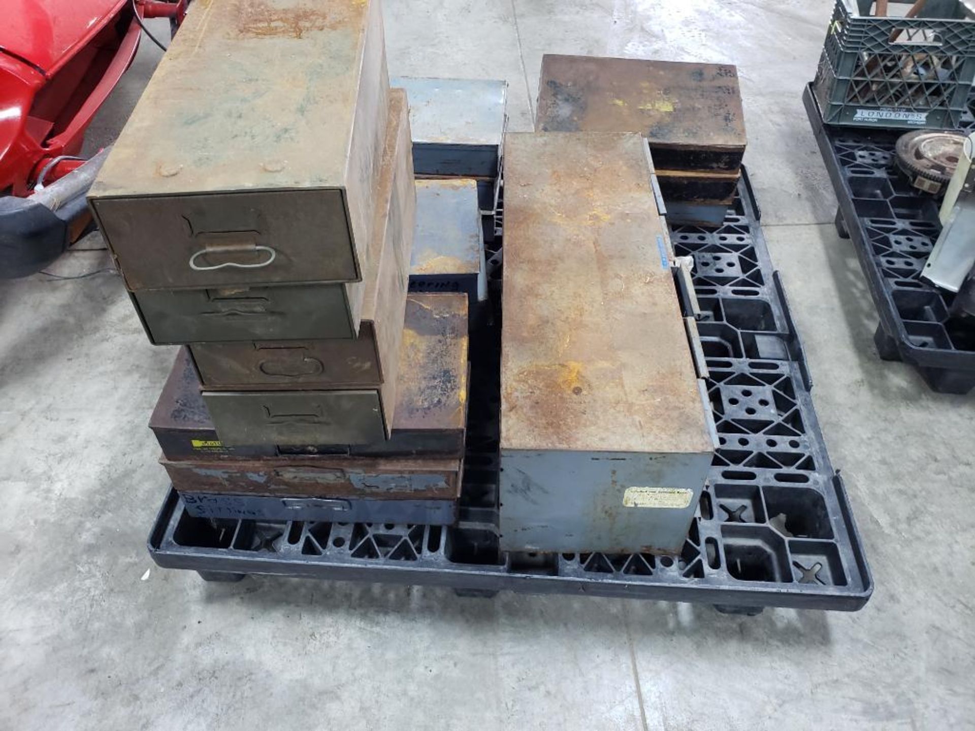 Pallet of assorted hardware boxes with contents. - Image 10 of 11