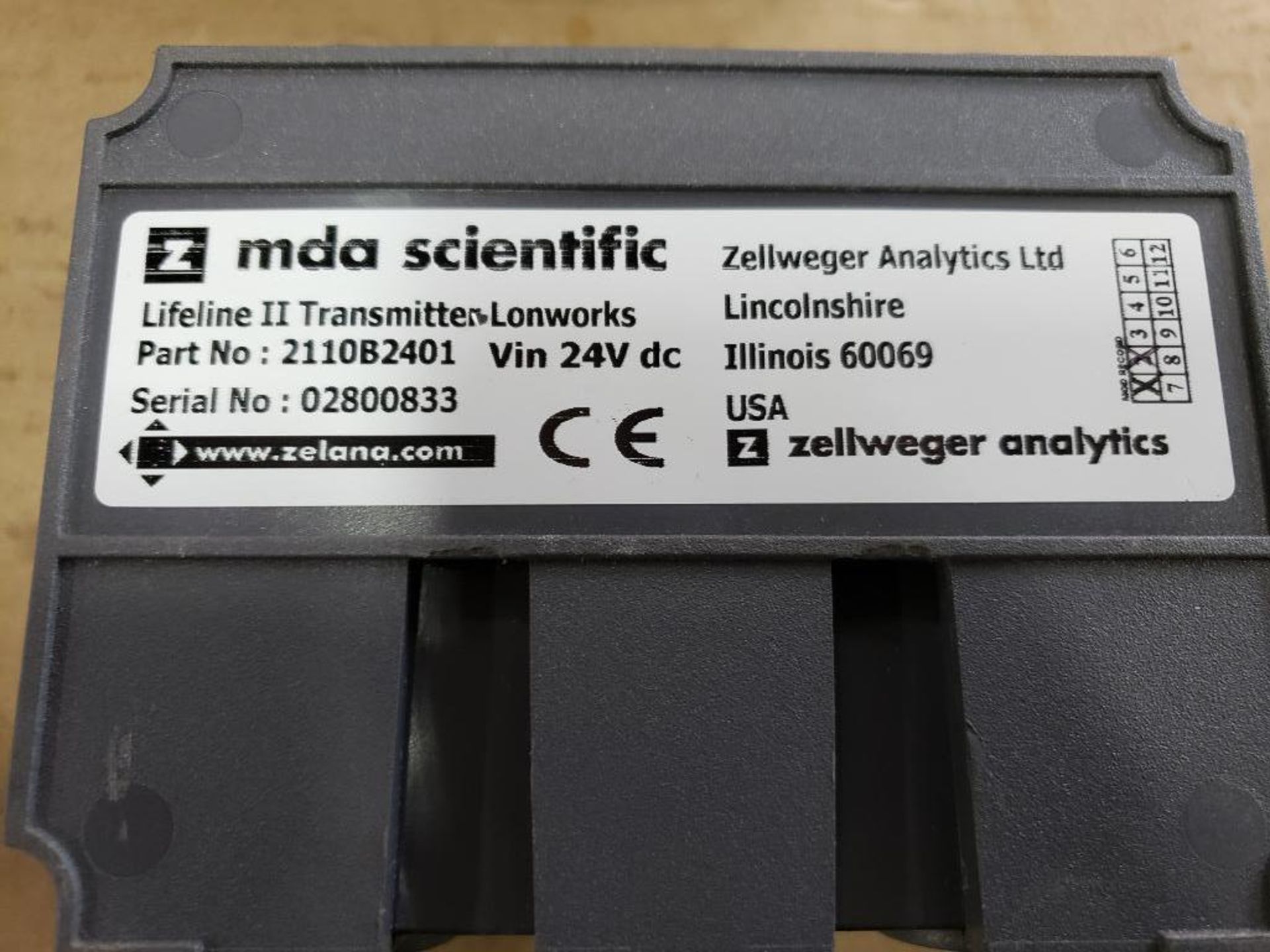 Qty 3 - Zellweger Analytics MDA Scientific 2110B2401 Lifeline II transmitter Lonworks 24VDC. - Image 3 of 3