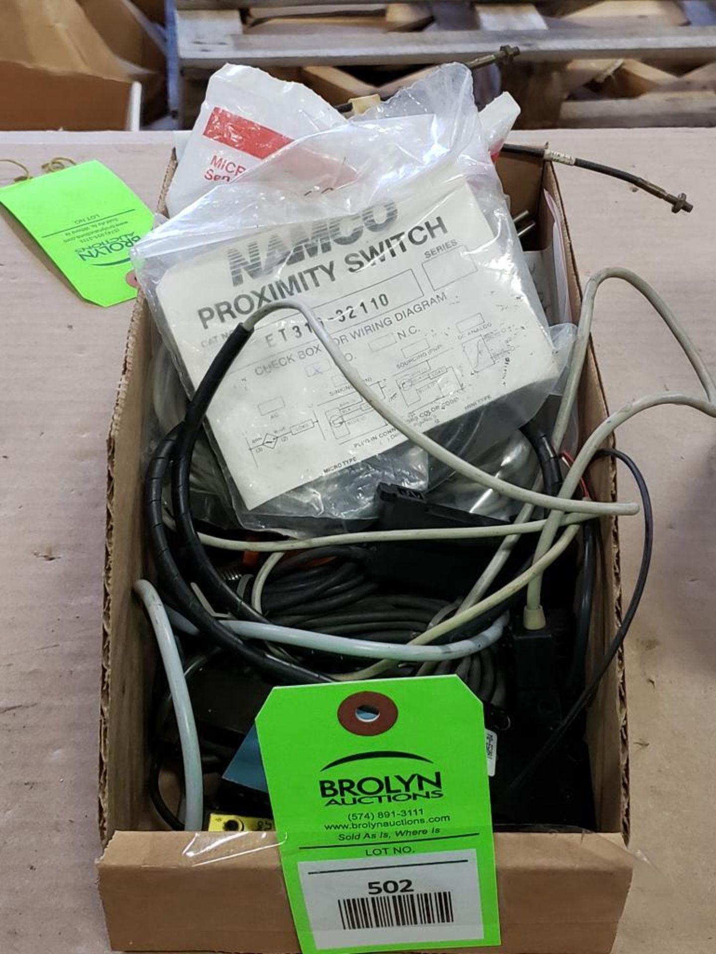 Assorted electrical micro switch sensors. Honeywell, Namco, Banner.