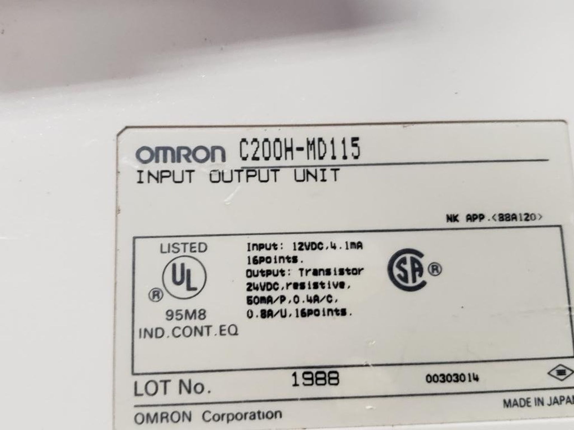Qty 12 - Assorted Omron programmable control rack components. - Image 7 of 11