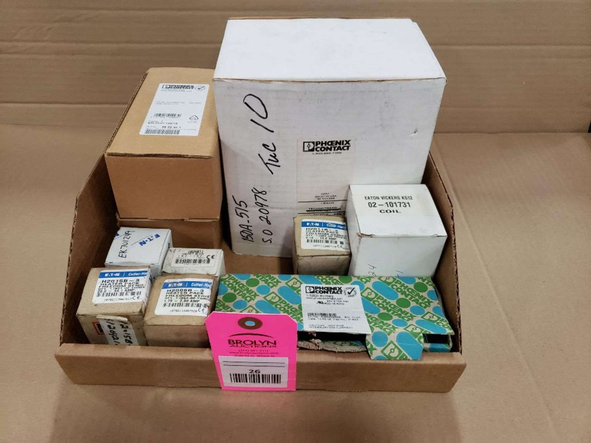 Assorted replacement parts. Phoenix Contact, Eaton. New in box.