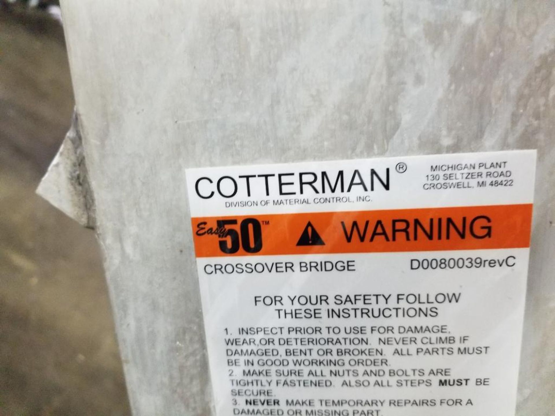 Cotterman aluminum crossover bridge step set. 120" long x 30" wide x 99" tall with rail. - Image 5 of 9