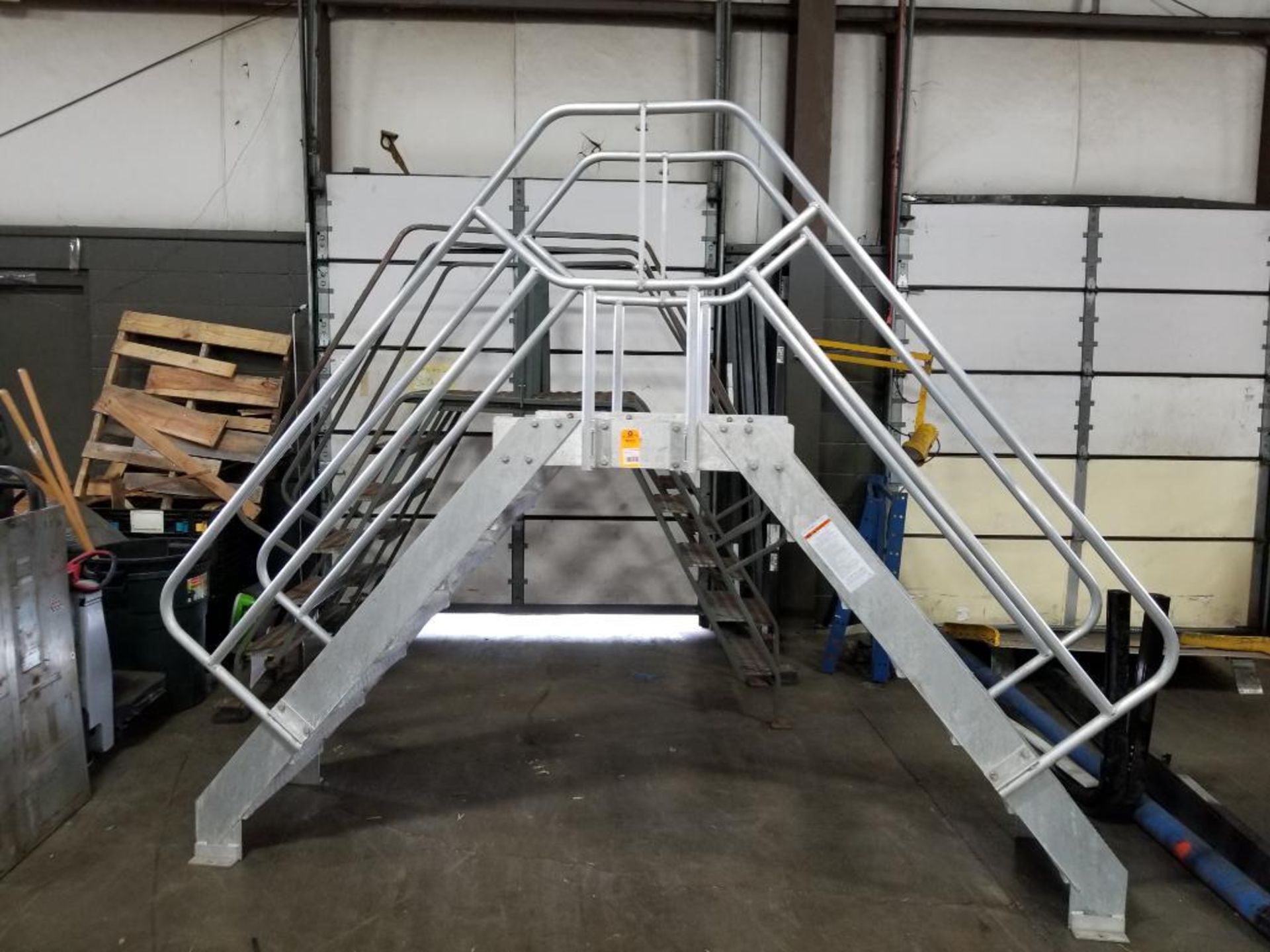 Cotterman aluminum crossover bridge step set. 120" long x 30" wide x 99" tall with rail. - Image 2 of 8