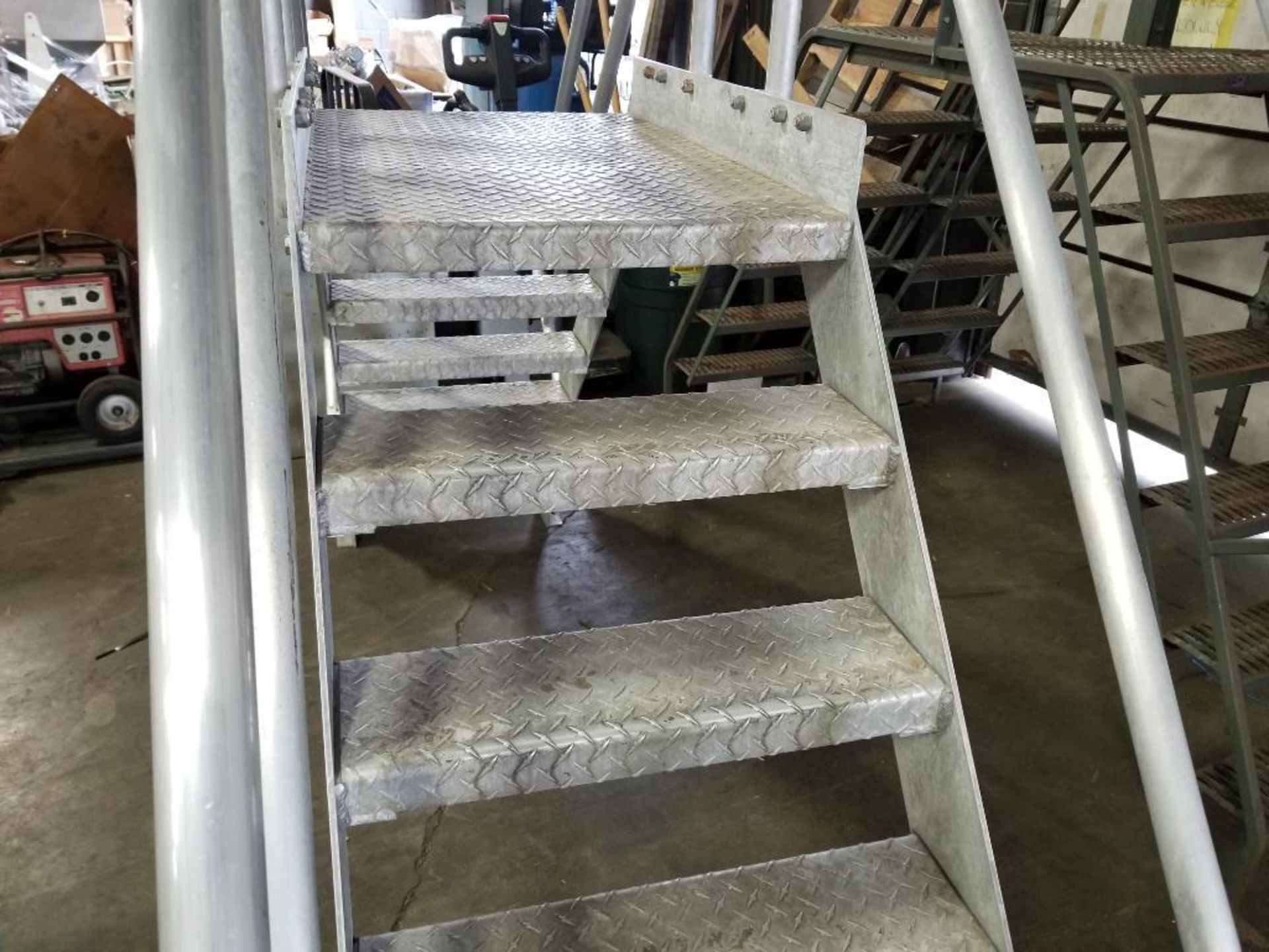 Cotterman aluminum crossover bridge step set. 120" long x 30" wide x 99" tall with rail. - Image 6 of 8