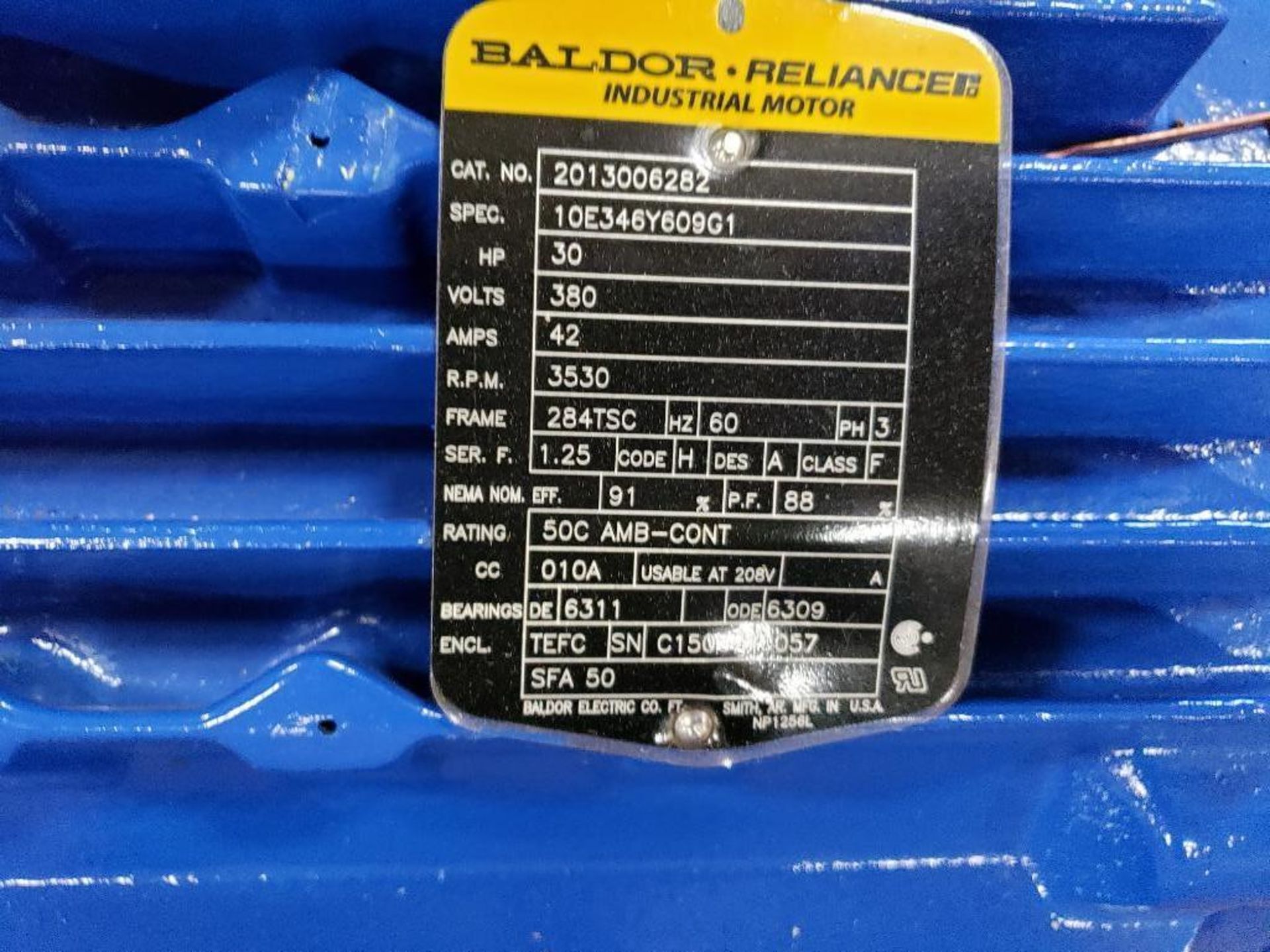 30HP Baldor Reliance Industrial motor 2013006282. 3PH, 380V, 3530RPM, 284TSC-Frame. - Image 4 of 8