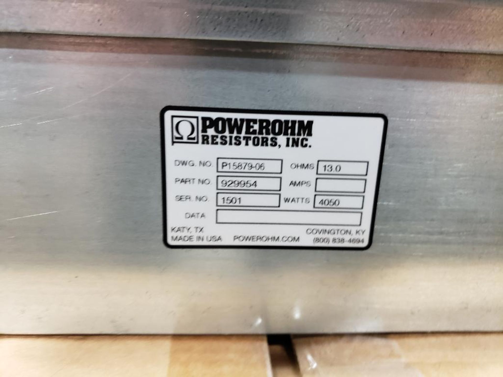 Powerohm Resisters, INC. P15879-06 #929954 13.0OHMS, 4050WATT Resistor. - Image 4 of 5