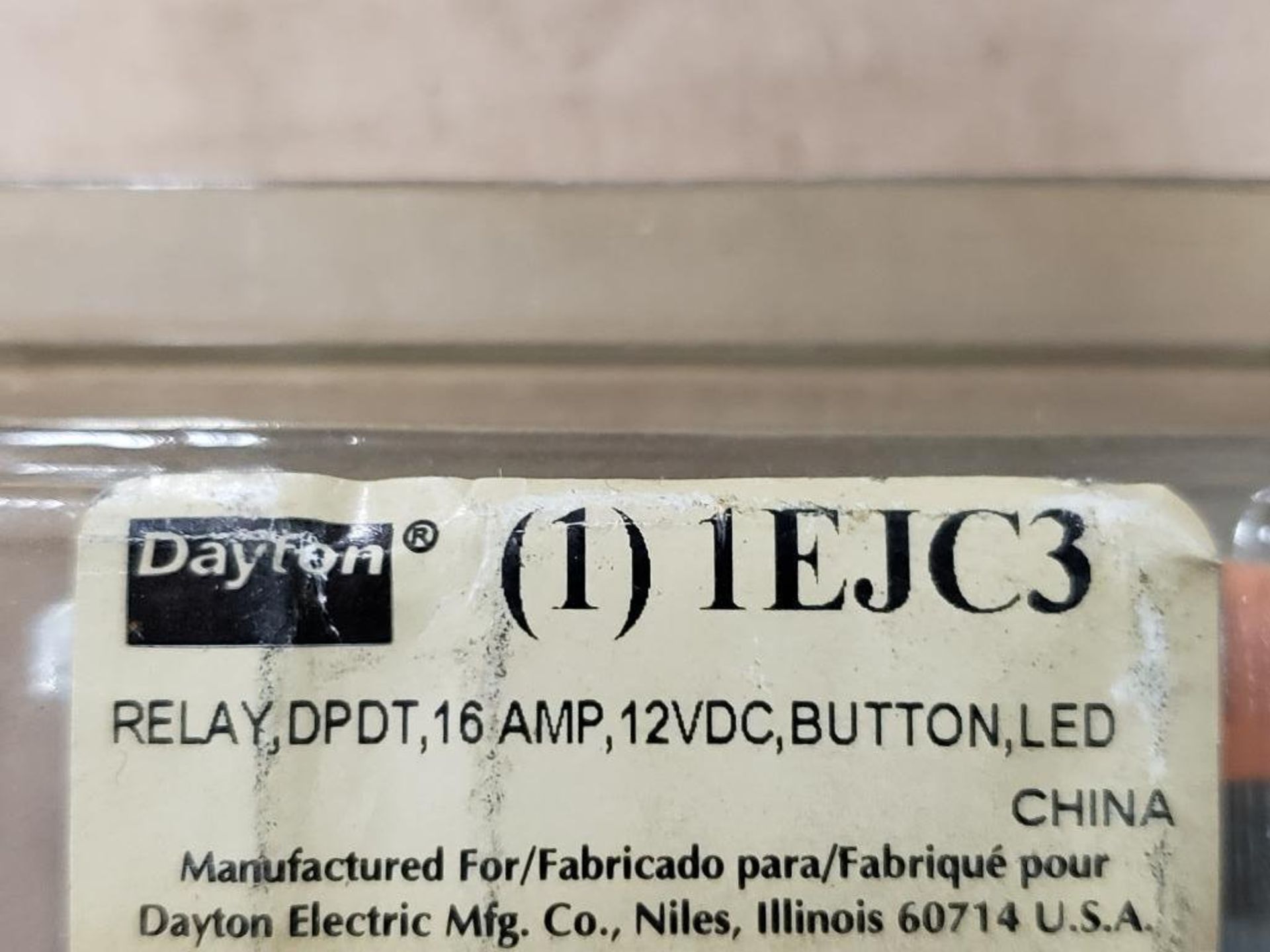 Qty 20 - Dayton 1EJC3 relay, DPDT, 16AMP, 12VDC, button, LED. New in box. - Image 2 of 2