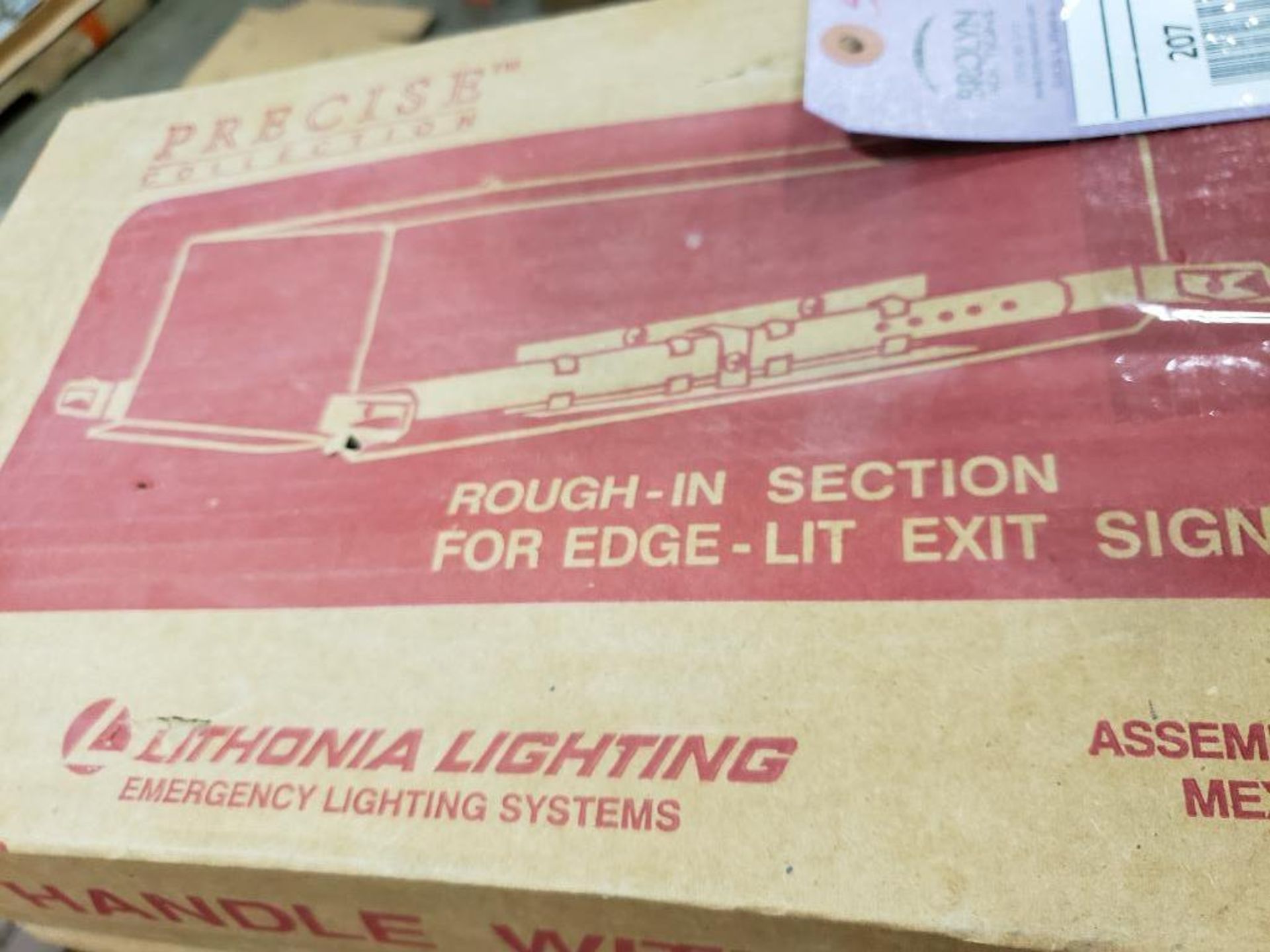 Qty 5 - Lithonia Lighting emergency lighting systems rough in section for edge lit exit sign. New.
