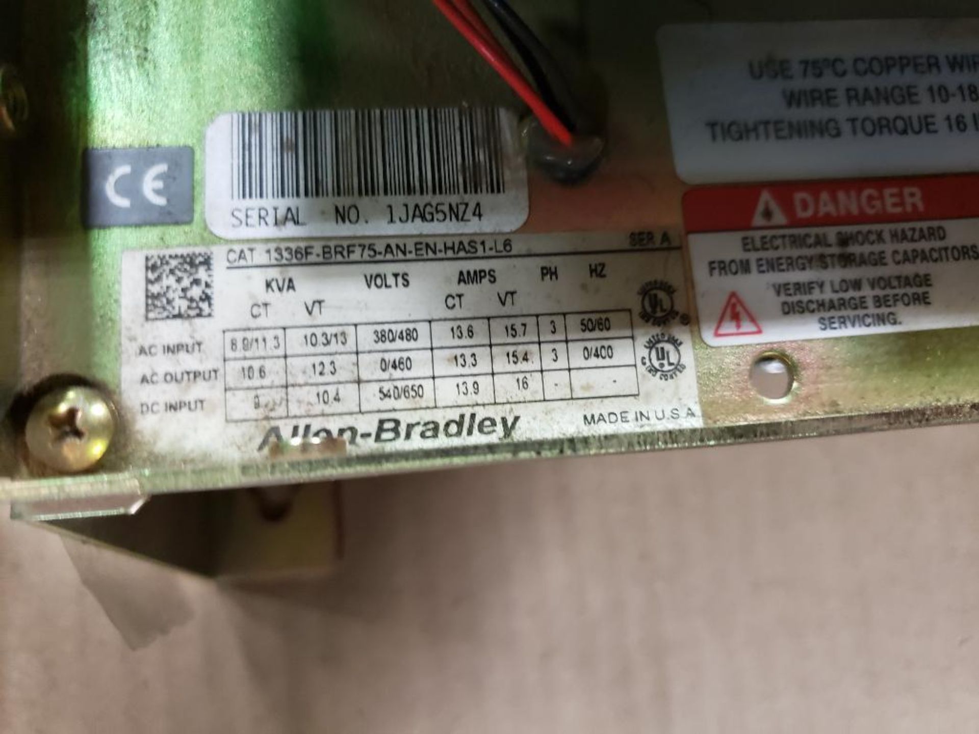 Allen Bradley 1336F-BRF75-AN-EN-HAS1-L6 Adjustable frequency drive. - Image 3 of 6